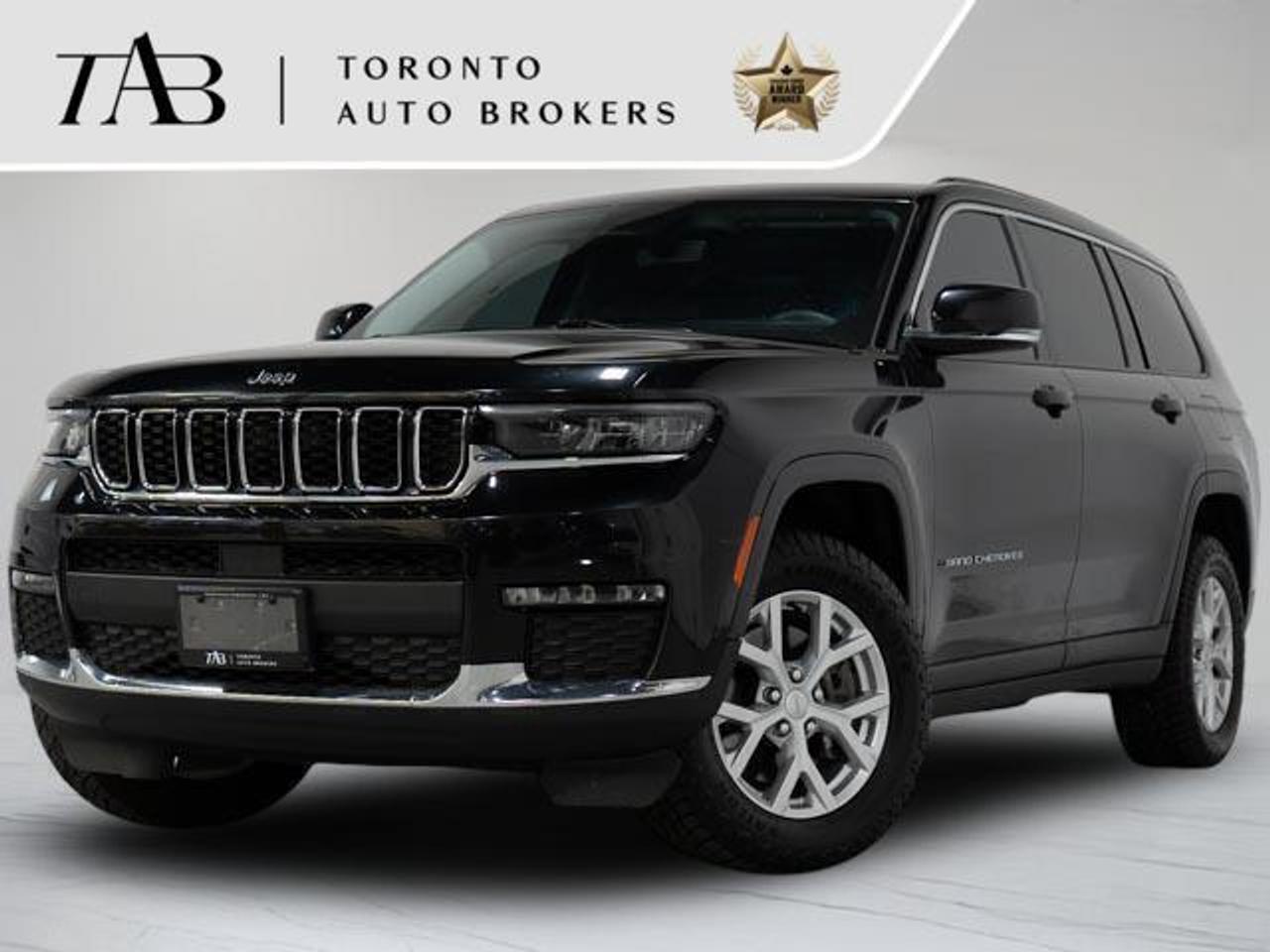 This 2023 Jeep Grand Cherokee L Limited is a local Ontario vehicle that offers premium comfort, modern technology, and legendary Jeep capability in a spacious three-row SUV. Powered by a dependable 3.6L Pentastar V6 engine paired with an 8-speed automatic transmission, this Grand Cherokee L delivers a smooth and confident driving experience for both everyday commuting and family road trips. Finished in the well-equipped Limited trim with desirable six-passenger seating and a panoramic sunroof, it combines luxury, versatility, and refinement in one impressive package.

**Key Features:**

* 3.6L Pentastar&reg; V6 Engine
* 8-Speed Automatic Transmission
* Quadra-Trac I&reg; 4x4 System
* Limited Trim Package
* 6-Passenger Seating with Second-Row Captains Chairs
* Dual-Pane Panoramic Sunroof
* 20-Inch Alloy Wheels
* Capri Leather-Trimmed Interior
* Heated & Ventilated Front Seats
* Heated Second-Row Seats
* Heated Steering Wheel
* Power Liftgate
* Uconnect&reg; 5 Navigation System with 10.1-Inch Touchscreen
* Wireless Apple CarPlay&reg; & Android Auto

NOW OFFERING 3 MONTH DEFERRED FINANCING PAYMENTS ON APPROVED CREDIT. 

WE OFFER THE BEST FINANCE RATES, AND DONT CHARGE ANY FINANCING FEE

Looking for a top-rated pre-owned luxury car dealership in the GTA? Look no further than Toronto Auto Brokers (TAB)! Were proud to have won multiple awards, including the 2024 AutoTrader Best Priced Dealer, the 2026 Best in Business award, the 2025 CarGurus Award, the 2026 Top Choice Award, the 2026 Dealer Rater Consumer Satisfaction Award, the 2026 Canadian Choice Award, the 2026 Three Best Rated Dealer Award, and many more!

With 30 years of experience serving the Greater Toronto Area, TAB is a respected and trusted name in the pre-owned luxury car industry. Our 30,000 sq.Ft indoor showroom is home to a wide range of luxury vehicles from top brands like BMW, Mercedes-Benz, Audi, Porsche, Land Rover, Jaguar, Aston Martin, Bentley, Maserati, and more. And we dont just serve the GTA, were proud to offer our services to all cities in Canada, including Vancouver, Montreal, Calgary, Edmonton, Winnipeg, Saskatchewan, Halifax, and more.

At TAB, were committed to providing a no-pressure environment and honest work ethics. As a family-owned and operated business, we treat every customer like family and ensure that every interaction is a positive one. Come experience the TAB Lifestyle at its truest form, luxury car buying has never been more enjoyable and exciting!

We offer a variety of services to make your purchase experience as easy and stress-free as possible. From competitive and simple financing and leasing options to extended warranties, aftermarket services, and full history reports on every vehicle, we have everything you need to make an informed decision. We welcome every trade, even if youre just looking to sell your car without buying, and when it comes to financing or leasing, we offer same day approvals, with access to over 50 lenders, including all of the banks in Canada. Feel free to check out your own Equifax credit score without affecting your credit score, simply click on the Equifax tab above and see if you qualify.


Call us today or visit our website to learn more about our inventory and services. And remember, all prices exclude applicable taxes and licensing, and vehicles can be certified at an additional cost of $999.