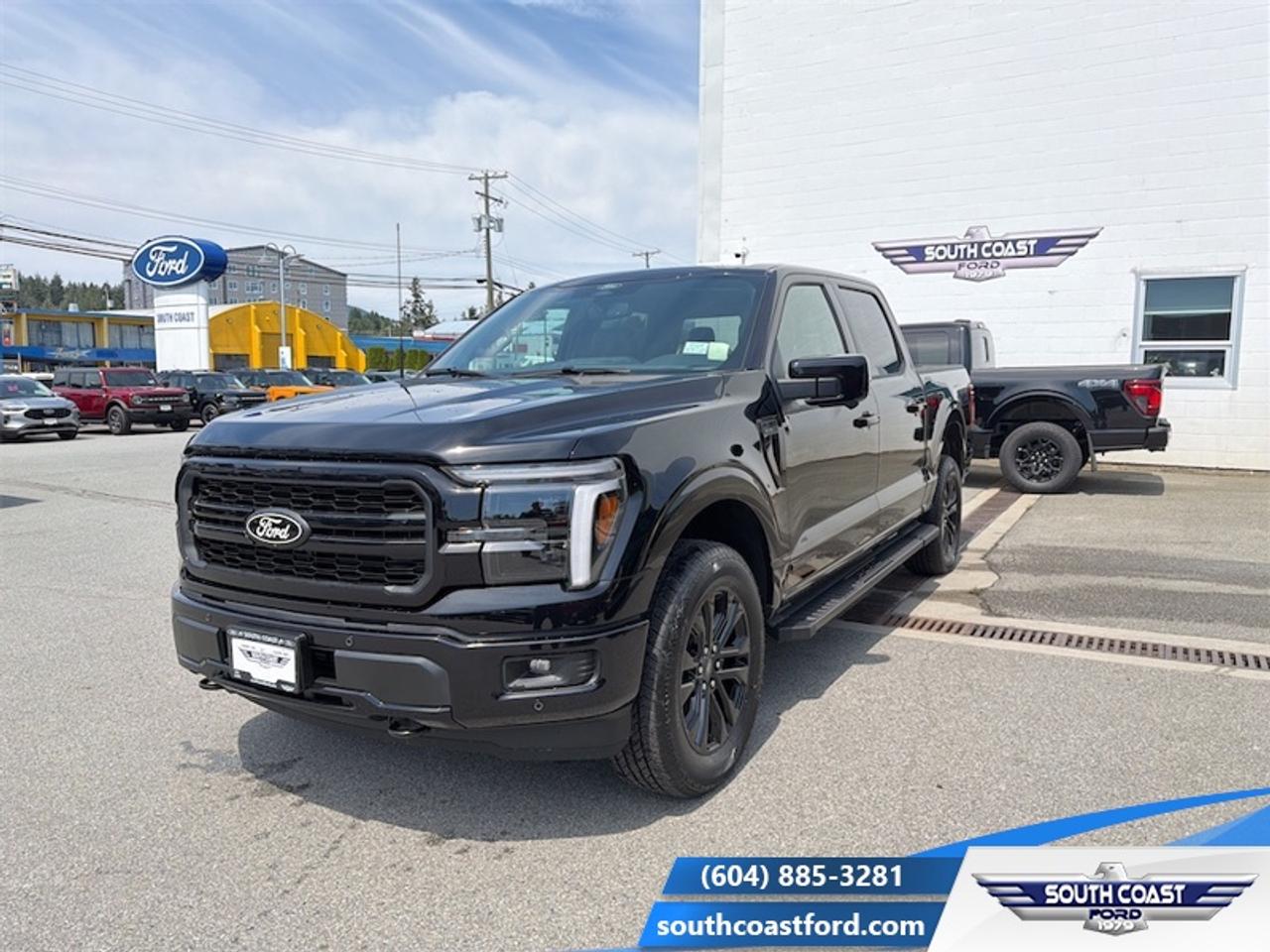 <b>Lariat Black Appearance Package, Sunroof, Tow Package!</b><br> <br> The 2026 Ford F-150 blends everyday usability, robust build quality and forward-looking design into a pickup that truly serves you.<br> <br>The 2026 Ford F-150 combines proven leadership in toughness with smart innovation to deliver a truck built for real-world demands. Inside, the cabin features refined materials, intuitive tech and comfortable seating to support both driver and passengers on every journey. With its strong presence, flexible design and Fords legacy of dependability, the F-150 is ready for whatever work or play you throw its way.<br> <br>This Agate Black Crew Cab 4X4 pickup has a 10 Speed Automatic transmission and is powered by a 420HP 3.5L V6 Cylinder Engine. <br> <br> Our F-150s trim level is LARIAT. Designed for premium truck enthusiasts who demand upscale refinement alongside rugged capability, this stunning pickup stands out with its bold chrome grille, chrome bumpers with dual tow hooks, convenient running boards, directionally adaptive projector-beam LED headlights, and brilliant chrome-like PVD wheels. Inside, the luxurious cabin welcomes you with heated and ventilated ActiveX-trimmed power front seats featuring driver memory settings, a heated leatherette steering wheel, elegant metal-look accents, and clever second-row underseat storage. Premium convenience and connectivity are always at your fingertips thanks to proximity keyless entry, voice-activated dual-zone automatic climate control, power-adjustable pedals, and an outstanding eight-speaker B&O sound system paired with a 12-inch SYNC 4 display featuring connected navigation and a built-in Wi-Fi hotspot. Finally, you can travel with ultimate peace of mind backed by top-tier safety technology, including the innovative BlueCruise driving system, a comprehensive aerial view camera system, adaptive cruise control with stop-and-go, and a blind spot information system with cross-traffic alert and reverse brake assist. This vehicle has been upgraded with the following features: Lariat Black Appearance Package, Sunroof, Tow Package.<br><br> View the original window sticker for this vehicle with this url <b><a href=http://www.windowsticker.forddirect.com/windowsticker.pdf?vin=1FTFW5LD8TFB48077 target=_blank>http://www.windowsticker.forddirect.com/windowsticker.pdf?vin=1FTFW5LD8TFB48077</a></b>.<br> <br>To apply right now for financing use this link: <a href=https://www.southcoastford.com/financing/ target=_blank>https://www.southcoastford.com/financing/</a><br> <br/>Total rebate of $6750 is reflected in the price. 5.49% financing for 84 months. <br> Buy this vehicle now for the lowest bi-weekly payment of <b>$701.79</b> with $0 down for 84 months @ 5.49% APR O.A.C. ( taxes included, $695 Administration Fee included / Total Obligation of $113906 ). Incentives expire 2026-07-23. See dealer for details. <br><br>Call South Coast Ford Sales or come visit us in person. Were convenient to Sechelt, BC and located at 5606 Wharf Avenue. and look forward to helping you with your automotive needs. <br><br> Come by and check out our fleet of 20+ used cars and trucks and 90+ new cars and trucks for sale in Sechelt.  o~o