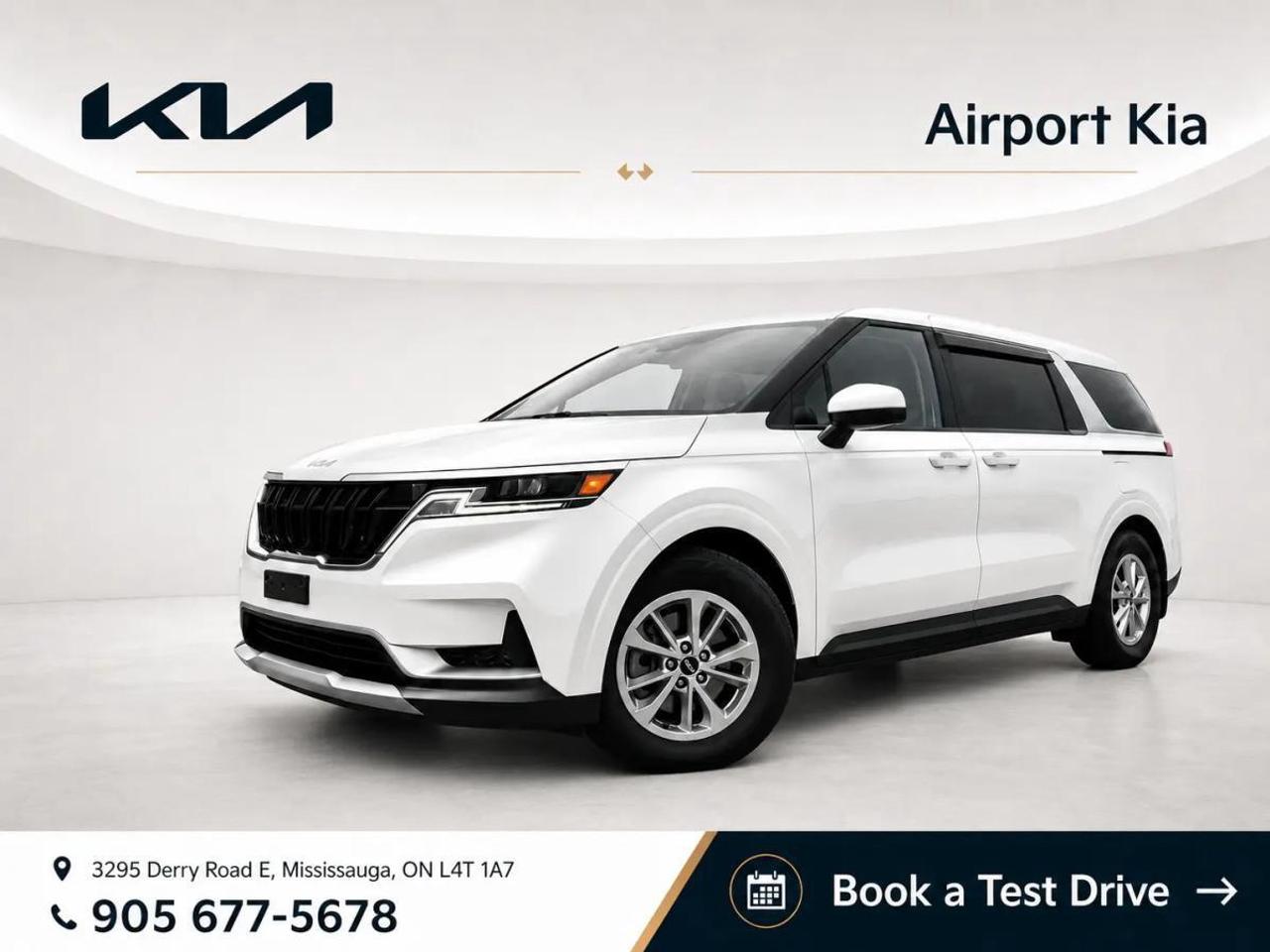 Odometer is 7612 kilometers below market average!  White 2023 Kia Carnival LX FWD  8-Speed Automatic V6    **ABOVE IS THE SPECIAL FINANCING PRICE, $1500 MORE FOR CASH PURCHASES** PLEASE CALL AHEAD TO CHECK AVAILABILITY** We believe in a haggle-free environment and provide our best price upfront. We compare our vehicles with competing inventory and adjust our prices daily. At Airport Kia, our team is dedicated to providing exceptional customer service and making your car buying and ownership experience as smooth and enjoyable as possible. From our knowledgeable sales associates who are always ready to help you find the perfect vehicle for your needs and budget, to our expert technicians who are committed to keeping your Kia running smoothly and efficiently, our team is here to meet all of your automotive needs and exceed your expectations. Were proud to be a family-owned dealership, and we treat every customer like family too. That means personalized service tailored to your needs, a warm and welcoming atmosphere, and a commitment to honesty, integrity, and transparency in all of our interactions. So when you choose Airport Kia, you can rest assured that youre in good hands with our team. Visit us today at 3295 Derry Road East, Mississauga, Ontario L4T 1A8 or give us a call at 905-677-5678 to experience the Airport Kia difference for yourself.      Airport Kia is proud to serve Toronto, Ottawa, Mississauga, Brampton, Hamilton, London, Markham, Vaughn, Kitchener, Richmond Hill, Burlington, Sudbury, Oshawa, Barrie, St. Catharines, Guelph, Cambridge, Kingston, Thunder Bay, Waterloo, Brantford, Pickering, Niagara Falls, Peterborough, Sault Ste. Marie, Sarnia, North Bay, Belleville, Timmins, Woodstock, St. Thomas, Stratford, Orillia, Owen Sound. Aurora, Milton, Oakville, Parry Sound, Whitby. Our used car may include: Mercedes-Benz, Sprinter, AMG, BMW, MINI, Jaguar, Land Rover, Chrysler, Dodge, Jeep, RAM, FIAT, Ford, Lincoln, Honda, Lexus, Toyota, Mazda, Chevrolet, Buick, GMC, and Corvette, With over 23 brands we look forward to serving all your automotive needs!