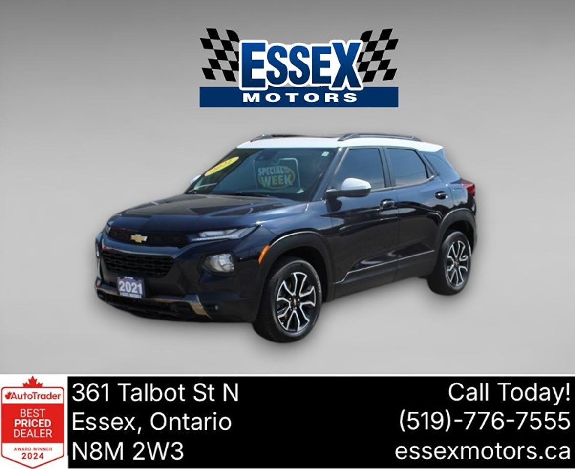 Used 2021 Chevrolet TrailBlazer LowK*AWD*Heated Leather*Moon Roof*CarPlay*Rear Cam for sale in Essex, ON