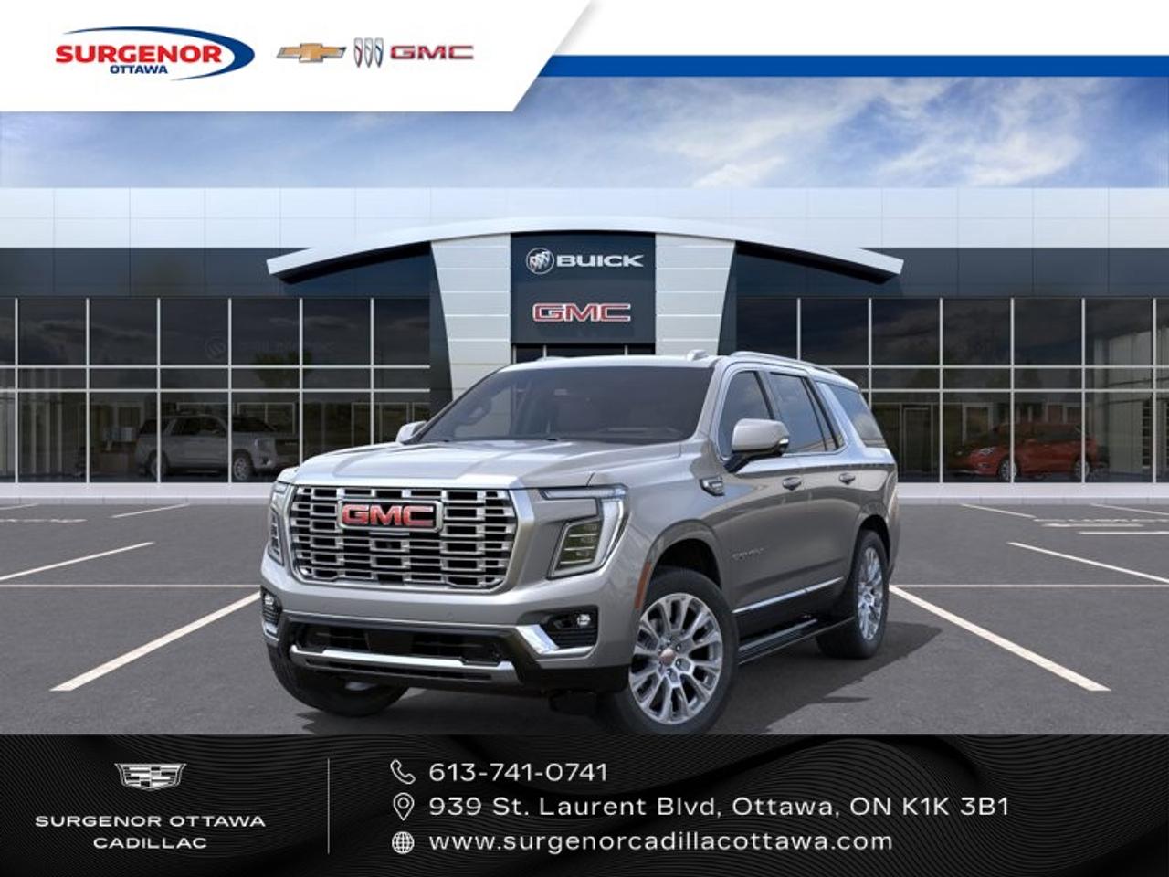 <p>Experience the elegance of the new 2026 grey GMC Yukon Denali, a 4WD powerhouse designed for a smooth and commanding drive. This SUV offers a performance that matches its impressive appearance, courtesy of the Denali Preferred Equipment Group wrapping professional-grade strength with a touch of luxury.</p><p>The exterior speaks sophistication with its sleek lines, accentuated by 22-inch ultra-bright machined wheels, and sterling metallic paint. Accents like active aero shutters and power-retractable assist steps add both function and flair. Inside, attention to detail reigns supreme with teak and light shale perforated leather seating surfaces that create a two-tone effect, offering comfort through heated and cooled seats and a heated steering wheel for those cold Canadian winters.</p><p>Stay connected with a state-of-the-art 16.8-inch diagonal GMC Infotainment System, featuring Google built-in compatibility, navigation, and natural voice recognition. The rear seat media system ensures entertainment on the go with dual LCD HD screens. Drive confidently with advanced safety features such as the heads-up display, lane assist, adaptive cruise control, and the Super Cruise hands-free driver assistance for compatible roads. Trailer with ease using the Max Trailering Package, complete with Blind Zone Steering Assist and Hill Descent Control.</p><p>This Yukon Denali is perfect for families and adventure enthusiasts looking for a sophisticated and versatile vehicle that can handle any journey. Whether city driving or country roaming, this SUV is tailored to fit your lifestyle. Contact Surgenor Chevrolet Buick GMC Cadillac today to explore all features and schedule a test drive.</p>