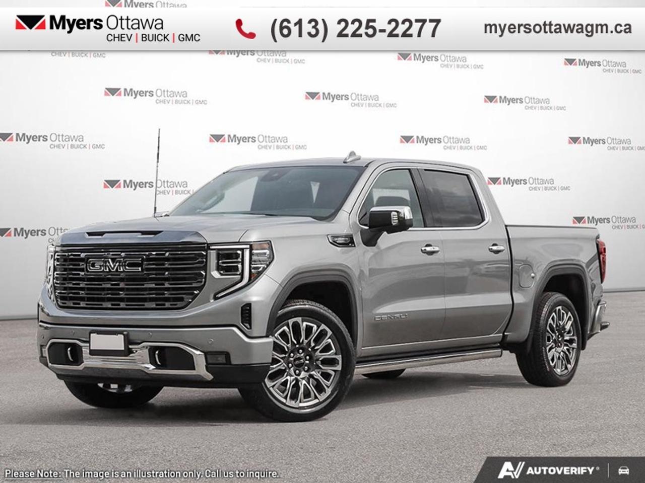 SPECIAL! EMPLOYEE PRICING ON NOW! Was $113380. Now $102880! $10500 discount until Aug 31!  <br> <br/>With a bold profile and distinctive stance, this 2026 Sierra turns heads and makes a statement on the jobsite, out in town or wherever life leads you.<br> <br>This 2026 GMC Sierra 1500 stands out in the midsize pickup truck segment, with bold proportions that create a commanding stance on and off road. Next level comfort and technology is paired with its outstanding performance and capability. Inside, the Sierra 1500 supports you through rough terrain with expertly designed seats and robust suspension. This amazing 2026 Sierra 1500 is ready for whatever.<br> <br>This Sterling Metallic sought after diesel Crew Cab 4X4 pickup has an Automatic transmission and is powered by a 305HP 3.0L Straight 6 Cylinder Engine. <br> <br> Our Sierra 1500s trim level is Denali Ultimate. This range-topping trim blends luxury, capability, and advanced safety in one commanding pickup. Its Trailering Package, MultiPro Tailgate, and integrated trailer technology make towing effortless, while GMC Pro Safety features like Forward Collision Alert, Lane Keep Assist, Enhanced Automatic Emergency Braking, and the Safety Alert Seat provide peace of mind. Bold 22-inch wheels, LED lighting, Vader Chrome accents, and power-retractable steps enhance its presence, and the interior offers premium leather seats with heating, ventilation, and massage, plus advanced tech like a 13.4-inch infotainment system, Bose 12-speaker audio, wireless Apple CarPlay/Android Auto, a 12.3-inch digital cluster, Head-Up Display, Super Cruise, and HD Surround Vision. Thoughtful touches including cargo tie-downs, spray-on bedliner, and OnStar connectivity make it a capable, connected, and refined pickup for any adventure. This vehicle has been upgraded with the following features: Leather Seats, Duramax 3.0L Turbo Diesel Engine, Spray-On Bedliner.<br><br> <br>To apply right now for financing use this link: <a href=https://creditonline.dealertrack.ca/Web/Default.aspx?Token=b35bf617-8dfe-4a3a-b6ae-b4e858efb71d&Lang=en target=_blank>https://creditonline.dealertrack.ca/Web/Default.aspx?Token=b35bf617-8dfe-4a3a-b6ae-b4e858efb71d&Lang=en</a><br> <br/>Weve discounted this vehicle $10500. See dealer for details. <br><br><br> Come by and check out our fleet of 40+ used cars and trucks and 150+ new cars and trucks for sale in Ottawa.  o~o