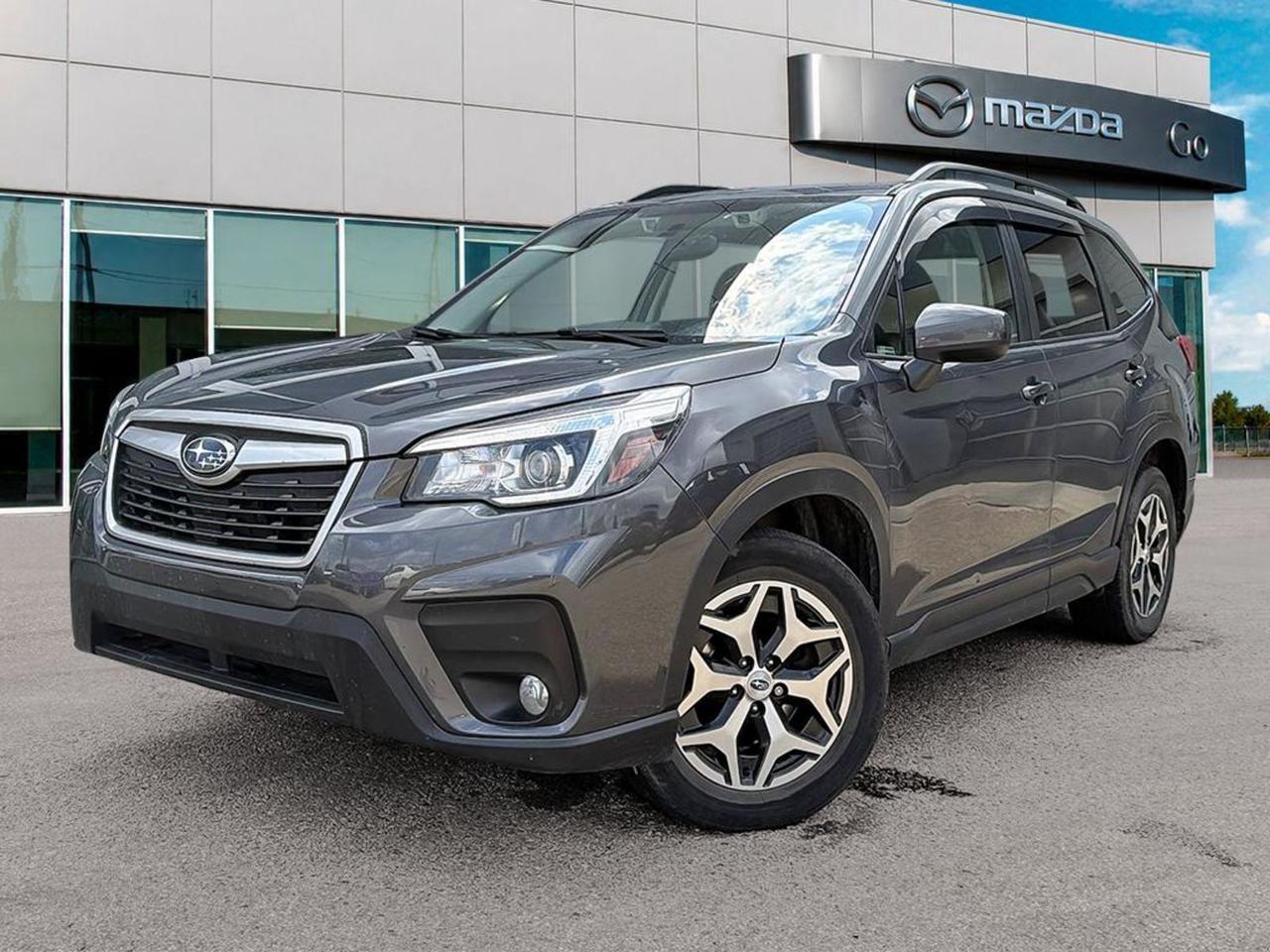 Discover versatility and reliability with this pre-owned 2020 Subaru Forester 2.5i Convenience in sleek Grey. Powered by a 2.5L DOHC 4-cylinder engine paired with a smooth 7-speed CVT and full-time AWD, it delivers confident handling in all conditions. Stay comfortable year-round with heated front seats and dual-zone automatic climate control. Enjoy modern conveniences like a 6.5 touchscreen audio system with Bluetooth, USB ports, and voice controls. Safety features include rearview camera, lane departure prevention, forward collision mitigation, and 7 airbags for peace of mind. With spacious seating for five and versatile cargo options, this Forester is perfect for your daily drive and weekend adventures. Test drive it today at Go Mazda!Go Mazda is an AMVIC licensed business.This vehicle has been registered in the province ofBritish Columbia.
