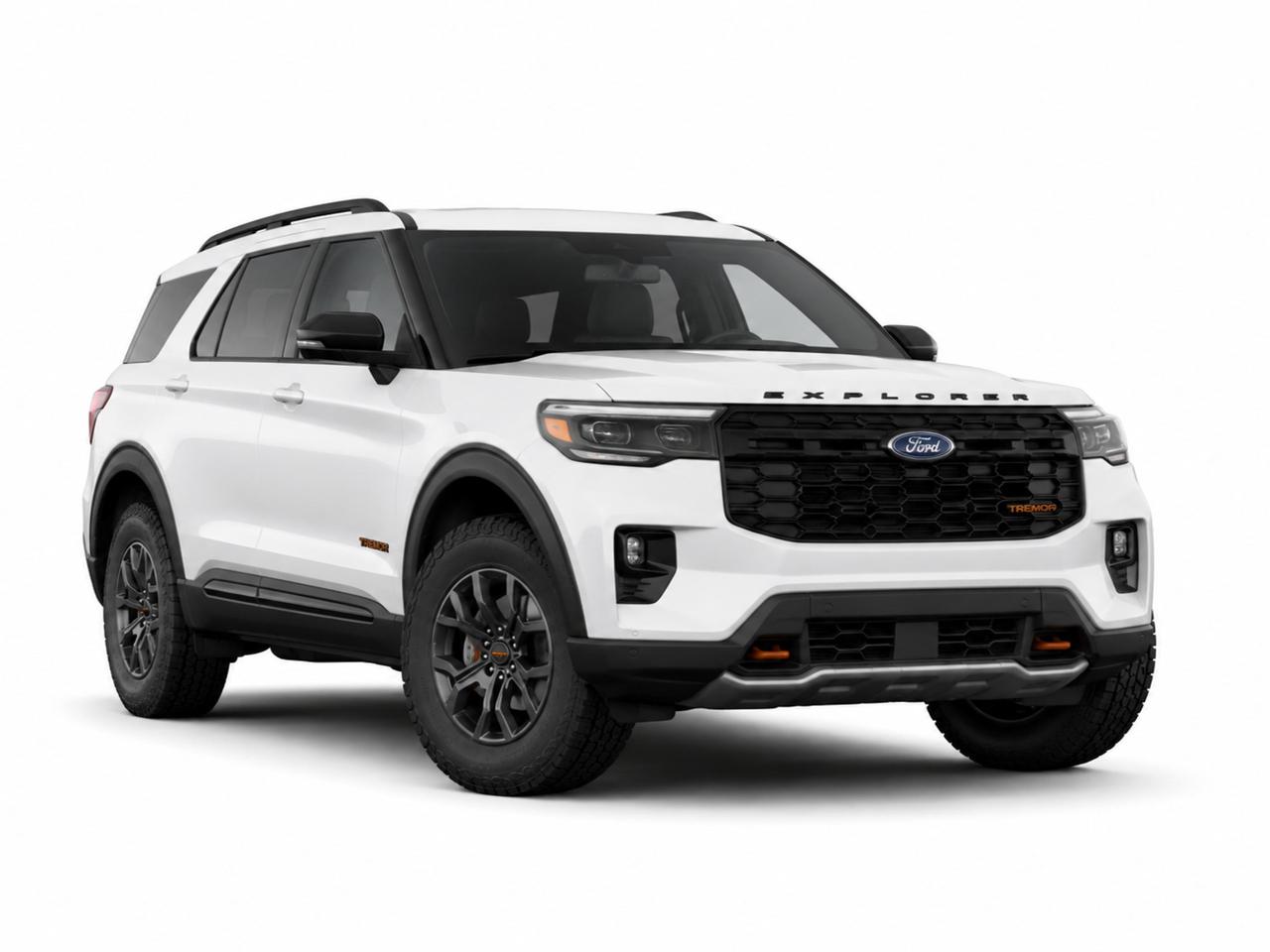 The 2027 Ford Explorer Tremor is built for those who want genuine off-road capability without sacrificing everyday utility. With its 2.3L EcoBoost engine, automatic 4WD, mechanical limited slip differential, and Tremor-exclusive 18 High Gloss Ebony wheels with orange accents, this Explorer is specd for serious adventure right from the factory. Star White Metallic Tri-Coat finish and all-terrain tires round out a package that means business on any terrain.

- 2.3L EcoBoost I-4 engine paired with Automatic 4WD and Mechanical Limited Slip Differential for confident off-road traction
- Tremor-exclusive 18 High Gloss Ebony Aluminum wheels with black paint and orange accents
- P265/65R18 All-Terrain tires and Class III tow hitch with Trailer Sway Control
- Hill Descent Control and Hill Hold Control for technical off-road situations
- BlueCruise hands-free highway driving technology included (1-Year + 90-Day Plan)
- Aerial View Camera System plus Front and Rear Parking Sensors for tight maneuvering
- Comprehensive safety suite: Blind Spot Assist, Rear Cross-Traffic Braking, Collision Mitigation, Driver Monitoring, and full curtain airbags across all three rows
- Ford Connectivity Pack (7-Year) and Engine Block Heater included  practical value for Canadian ownership

Merit Ford Sales is here to make your next vehicle purchase straightforward and rewarding. Reserve this Explorer Tremor online, start your purchase, or contact us to book a test drive and experience it for yourself.