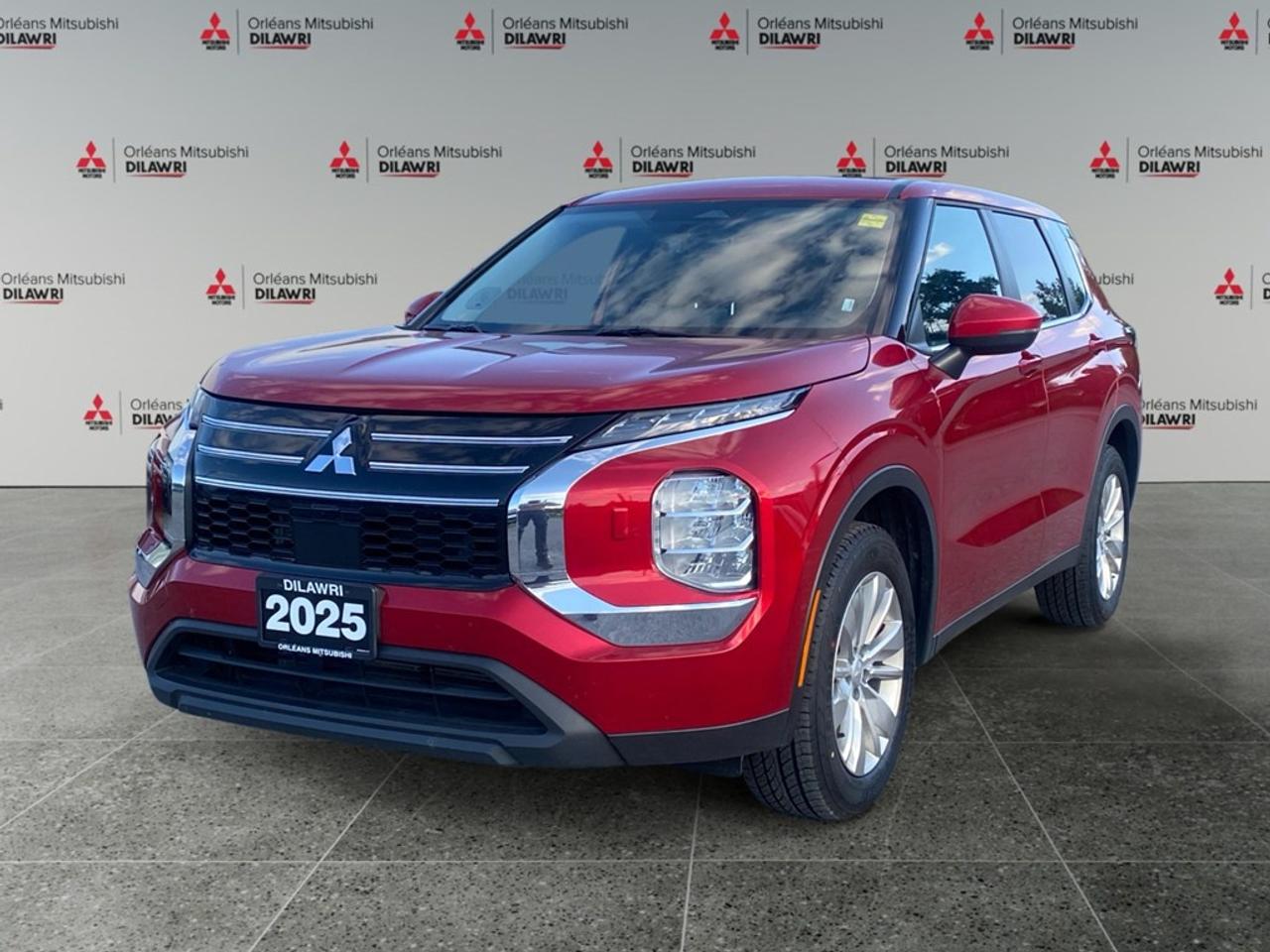 Get ready to drive the stunning 2025 Mitsubishi Outlander ES S-AWC in a captivating red color that perfectly complements its robust AWD drivetrain. This SUV is designed for superior handling and promises a smooth driving experience on any terrain. The Outlanders exterior promises to turn heads with its striking lines and sophisticated stance. Inside, youll find a well-appointed interior complete with air conditioning, leatherette instrument panel trim, leather and metal-look gear shifter, and power windows, all of which speak to both comfort and style. Impressively, the vehicle includes a practical third row, accommodating the needs of all your passengers. Stay connected and safe with state-of-the-art technology like the Bluetooth connection, smart device integration, satellite radio, and a backup camera. Safety features are comprehensive, with options including lane assist, parking sensors, and brake assist, ensuring every drive is both secure and enjoyable. Ideal for families and adventure-seekers alike, the 2025 Outlander ES S-AWC is your perfect companion for any journey. Dont miss out on this exceptional vehicle  contact Orleans Mitsubishi today to schedule a test drive and experience it for yourself.