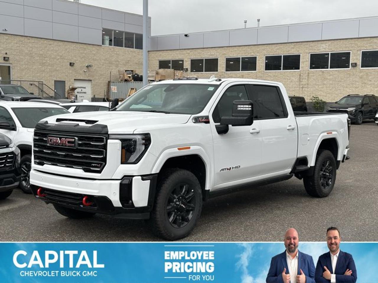 This GMC Sierra 3500HD boasts a Turbocharged Diesel V8 6.6L/ engine powering this Automatic transmission. ENGINE, DURAMAX 6.6L TURBO-DIESEL V8, B20-DIESEL COMPATIBLE (470 hp [350.5 kW] @ 2800 rpm, 975 lb-ft of torque [1322 Nm] @ 1600 rpm) (Includes (K05) engine block heater.), Wireless phone projection for Apple CarPlay and Android Auto, Wireless Charging.* This GMC Sierra 3500HD Features the Following Options *Wipers, front rain-sensing, Windows, power rear, express down, Window, power front, passenger express up/down, Window, power front, drivers express up/down, Wi-Fi Hotspot capable (Terms and limitations apply. See onstar.com or dealer for details.), Wheels, 20 (50.8 cm) High Gloss black aluminum wheels, 8 spokes, Wheelhouse liners, rear, USB ports, 2, Charge/Data ports located inside centre console, USB Ports, 2 (first row) located on console, USB ports, (2) charge-only, rear.* Visit Us Today *Come in for a quick visit at Capital Chevrolet Buick GMC Inc., 13103 Lake Fraser Drive SE, Calgary, AB T2J 3H5 to claim your GMC Sierra 3500HD!