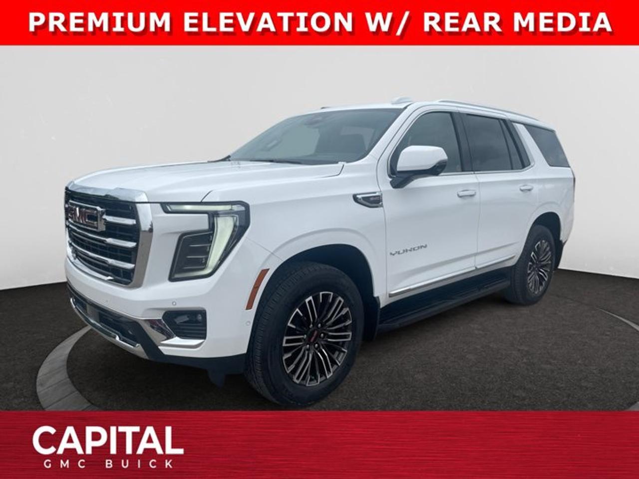 Check out this limited production 2026 Yukon Elevation... This 3 row SUV gets incredible fuel mileage and has incredible options like Heated Steering, Heated and Cooled Seats, Heated 2nd row buckets, Elevation Premium Package, Panoramic Sunroof, Power Sliding Center Console, Rear Streaming Camera Mirror, Dual Rear Media Screens, 360 CAM, Heads-up Display, and so much more... Dont miss out on this one CALL NOWAsk for the Internet Department for more information or book your test drive today!AMVIC Licensed Dealer - Licence Number B1044900
