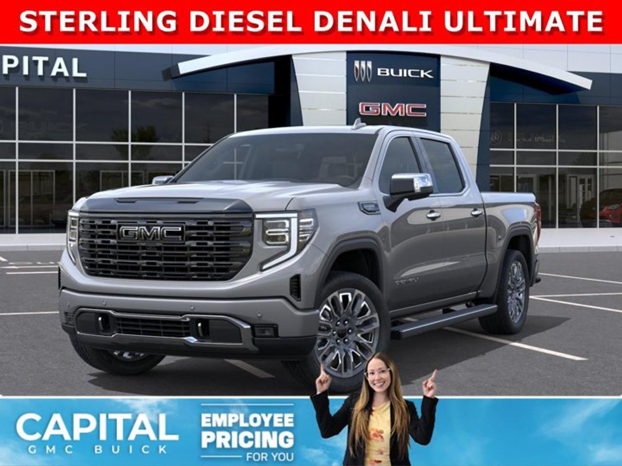 CHECK OUT THIS 2026 Limited Production DENALI ULTIMATE Sierra 1500 with the DURAMAX DIESEL Engine. Equipped with 16-way power front seats including MASSAGE feature, Body Color Arch Moldings, Handsfree Super Cruise, Bose Premium Stereo, the EXCLUSIVE Luxury Alpine Umber Interior, 22 Aluminum, Midnight with Chrome Inserts wheels, power-retractable assist steps with perimeter lighting, Power sunroof, Advanced Technology package, adaptive cruise, rear camera mirror, heads-up display, VADER CHROME and much much more!Ask for the Internet Department for more information or book your test drive today!AMVIC Licensed Dealer - Licence Number B1044900