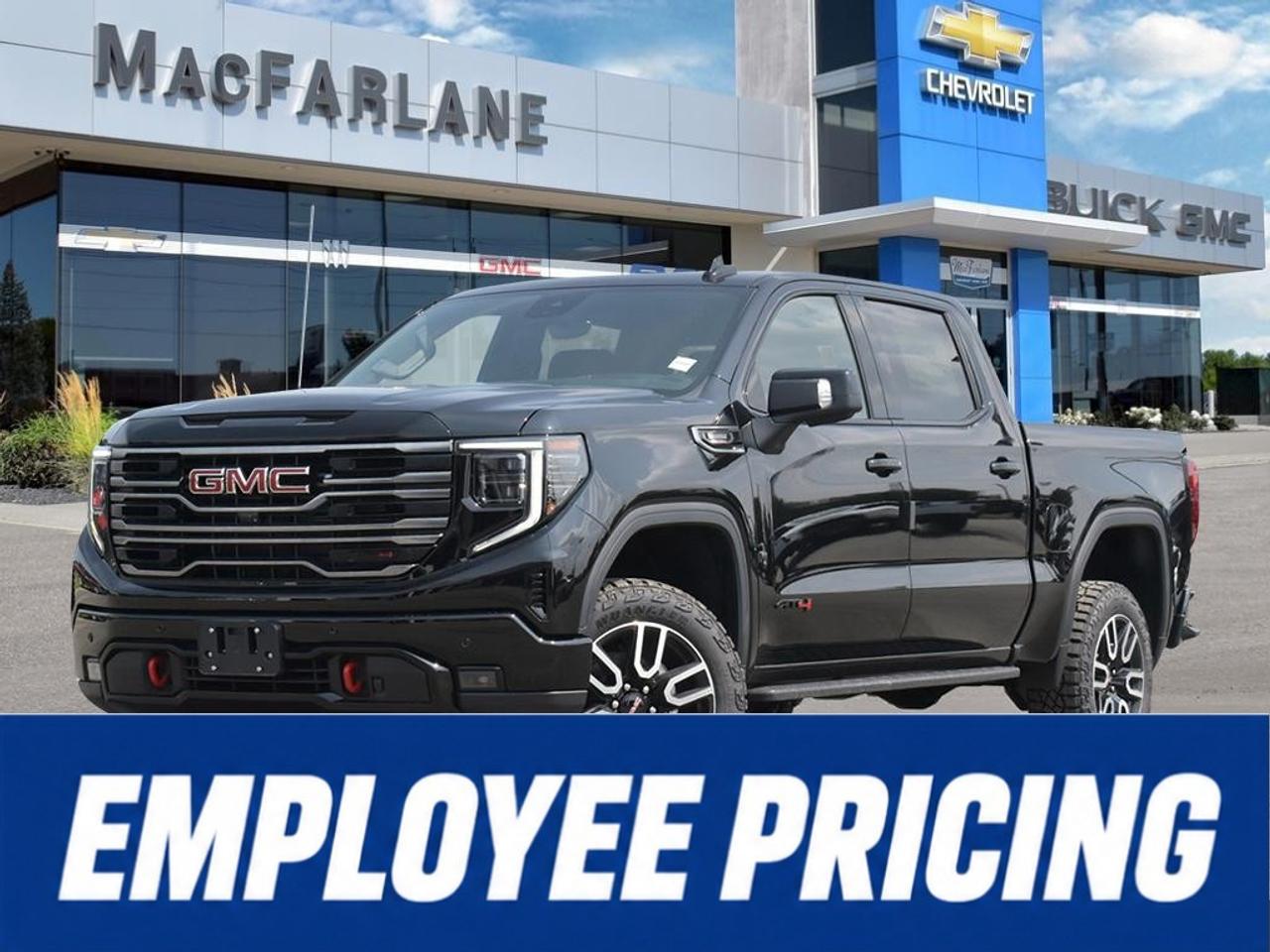 <p>Experience diesel-powered capability, premium comfort and serious off-road performance in this new <strong>2026 GMC Sierra 1500 AT4 Crew Cab 4WD</strong>. Available at MacFarlane Chevrolet Buick GMC in Petrolia, Ontario, this professional-grade full-size pickup is built for towing, hauling, daily driving and weekend adventures.</p><p>The VIN configuration identifies this Sierra as an <strong>AT4 4WD</strong> powered by the <strong>3.0L Duramax Turbo-Diesel inline-six engine</strong>. Paired with a smooth 10-speed automatic transmission, the Duramax delivers 495 lb.-ft. of standard torque for confident acceleration, trailering and low-speed control.</p><p>The Sierra AT4 is engineered for challenging terrain with a <strong>2-inch factory-installed suspension lift</strong>, off-road suspension, Rancho monotube shocks, a two-speed Autotrac transfer case and protective underbody skid plates. Bold AT4 styling includes black chrome grille details, Gloss Black accents and distinctive red recovery hooks.</p><p>Inside, enjoy heated and ventilated perforated leather front seats in Jet Black with Kalahari accents. A 13.4-inch GMC infotainment touchscreen, 12.3-inch digital Driver Information Centre, Google built-in compatibility and wireless smartphone connectivity help keep information and entertainment easily accessible.</p><p>Visit MacFarlane Chevrolet Buick GMC to explore this <strong>2026 GMC Sierra 1500 AT4 for sale near Sarnia, Strathroy, London and throughout Lambton County</strong>.</p>