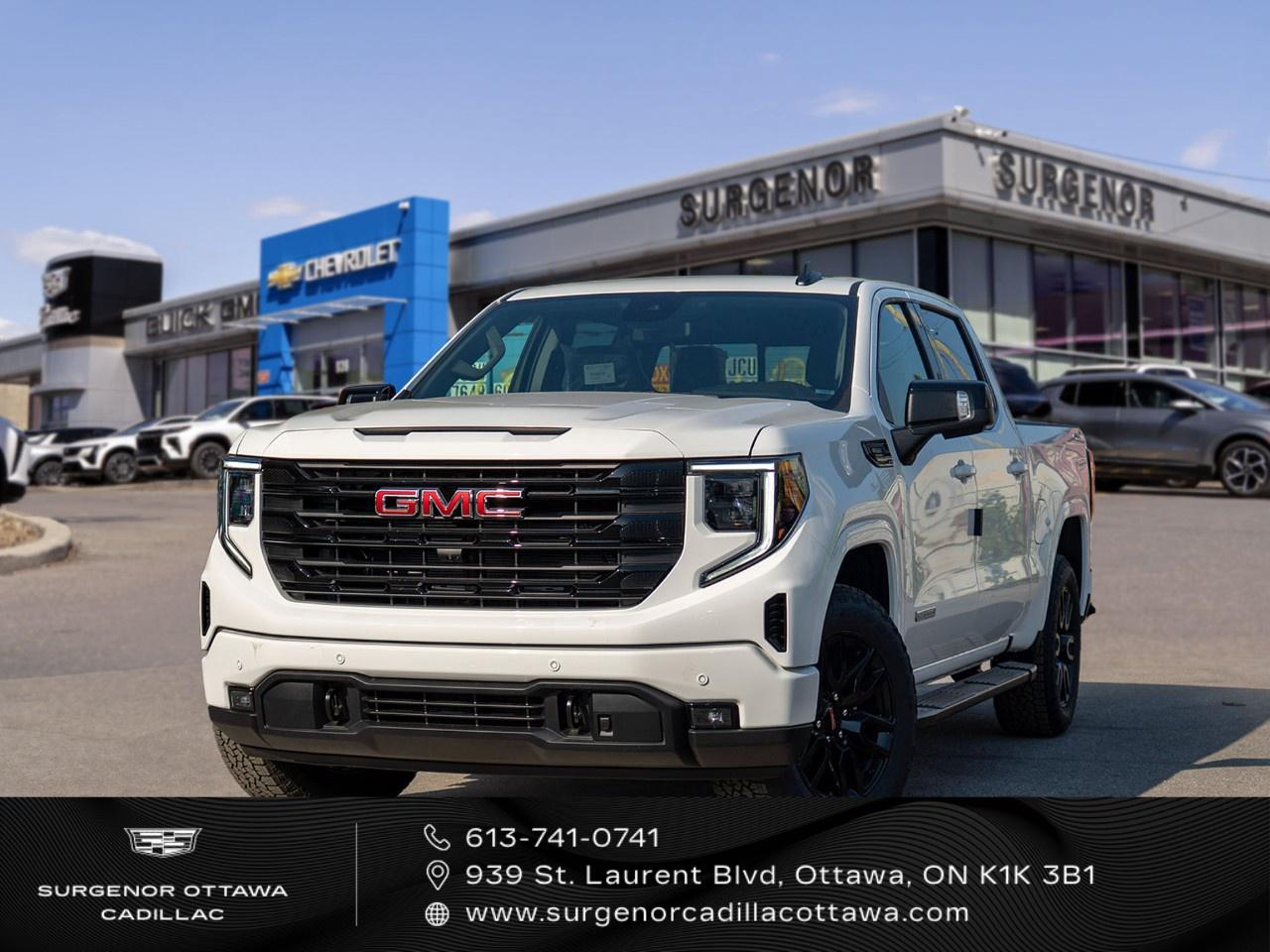 <p>Meet the stunning 2026 GMC Sierra 1500 Elevation, exuding elegance in a sleek white exterior combined with unmatched 4x4 capabilities for superior handling. This new crew cab short box truck is designed for those who seek both style and performance.</p><p>From its 20-inch high gloss black aluminum wheels to the durable spray-on bedliner, the Sierra 1500 perfectly blends ruggedness with refinement. The black leather-appointed interior is both spacious and luxurious, forming a perfect sanctuary with heated front seats and a heated steering wheel for ultimate comfort.</p><p>Equipped with state-of-the-art technology, the Sierra boasts a 13.4-inch diagonal premium GMC infotainment system with Google Built-in apps and wireless charging capabilities. Journey with confidence using the advanced navigation system paired with Bluetooth, wireless Apple CarPlay, and Android Auto integration. Your drives are safer with features like adaptive cruise control, HD surround vision, lane assist, and a comprehensive Sierra Safety Plus Package, featuring front and rear park assists and rear pedestrian alerts.</p><p>Ideal for technology enthusiasts and safety-conscious families who demand an all-around performance truck, the 2026 GMC Sierra 1500 Elevation is ready for you. Contact Surgenor Chevrolet Buick GMC Cadillac to make this exceptional vehicle yours today.</p>