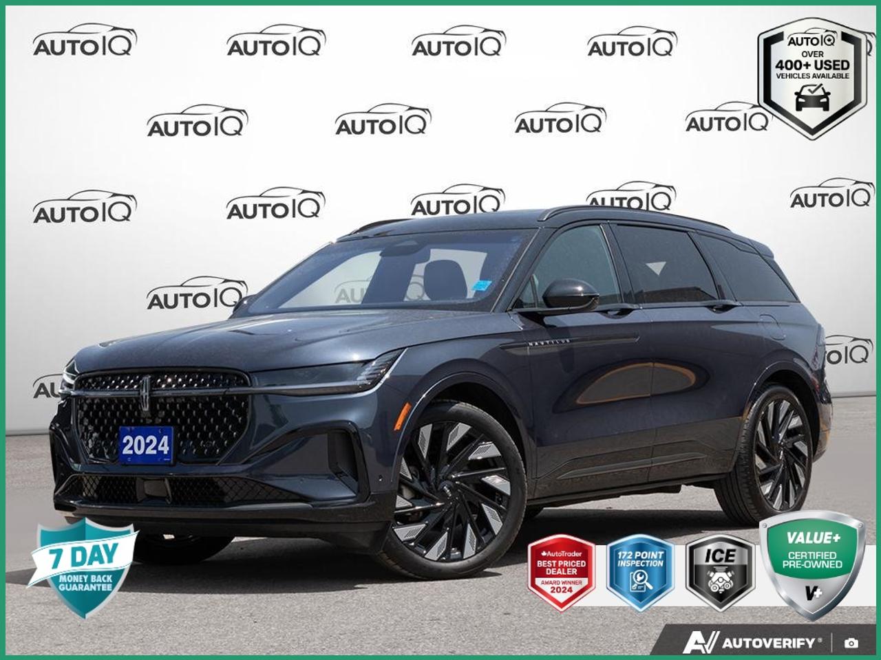 10 Speakers, 110V Power Converter, 4-Wheel Disc Brakes, ABS brakes, Adaptive suspension, Air Conditioning, Alloy wheels, Apple CarPlay/Android Auto, Auto Air Refresh, Auto High-beam Headlights, Automatic temperature control, Black Exterior Elements, Body-Colour Exterior Elements, Brake assist, Bumpers: body-colour, Delay-off headlights, Digital Scent, Dual front impact airbags, Dual front side impact airbags, Electronic Stability Control, Emergency communication system: 911 Assist, Equipment Group 203A, Exterior Parking Camera Rear, Four wheel independent suspension, Front anti-roll bar, Front Bucket Seats, Front dual zone A/C, Fully automatic headlights, Hands-Free Power Liftgate, Heated door mirrors, Heated front seats, Heated steering wheel, Illuminated entry, Jet Appearance Package, Knee airbag, Low tire pressure warning, Memory seat, Navigation system: Connected Navigation (3-year trial), Occupant sensing airbag, Outside temperature display, Overhead airbag, Overhead console, Panic alarm, Panoramic Vista Roof, Power door mirrors, Power driver seat, Power Liftgate, Power Memory 24-Way Perfect Position Seat Adjust, Power passenger seat, Power steering, Power windows, Radio: Revel Ultima 3D Audio System w/28 Speakers, Rain sensing wipers, Rear anti-roll bar, Rear Heated Seats w/Switch Control, Rear window defroster, Rear window wiper, Remote keyless entry, Security system, Speed-sensing steering, Speed-Sensitive Wipers, Split folding rear seat, Spoiler, Steering wheel memory, Steering wheel mounted audio controls, Traction control, Turn signal indicator mirrors, Variably intermittent wipers, Ventilated front seats, Wheels: 22 Satin Dark Luster Nickel.<br><br>Blue<br>2024 Lincoln Nautilus Reserve<br>4D Sport Utility<br>2.0L GTDi 8-Speed Automatic<br>AWD<p> </p>

<h4>VALUE+ CERTIFIED PRE-OWNED VEHICLE</h4>

<p>
- 36-point Provincial Safety Inspection<br>
- 172-point inspection combined mechanical, aesthetic, functional inspection including a vehicle report card<br>
- Warranty: 30 Days or 1500 KMS on mechanical safety-related items and extended plans are available<br>
- Complimentary CARFAX Vehicle History Report<br>
- 2X Provincial safety standard for tire tread depth<br>
- 2X Provincial safety standard for brake pad thickness<br>
- 7 Day Money Back Guarantee*<br>
- Market Value Report provided<br>
- Complimentary 3 months SIRIUS XM satellite radio subscription on equipped vehicles<br>
- Complimentary wash and vacuum<br>
- Vehicle scanned for open recall notifications from manufacturer
</p>

<p>SPECIAL NOTE: This vehicle is reserved for AutoIQs retail customers only. Please, No dealer calls. Errors & omissions excepted.</p>

<p>*As-traded, specialty or high-performance vehicles are excluded from the 7-Day Money Back Guarantee Program (including, but not limited to Ford Shelby, Ford mustang GT, Ford Raptor, Chevrolet Corvette, Camaro 2SS, Camaro ZL1, V-Series Cadillac, Dodge/Jeep SRT, Hyundai N Line, all electric models)</p>
