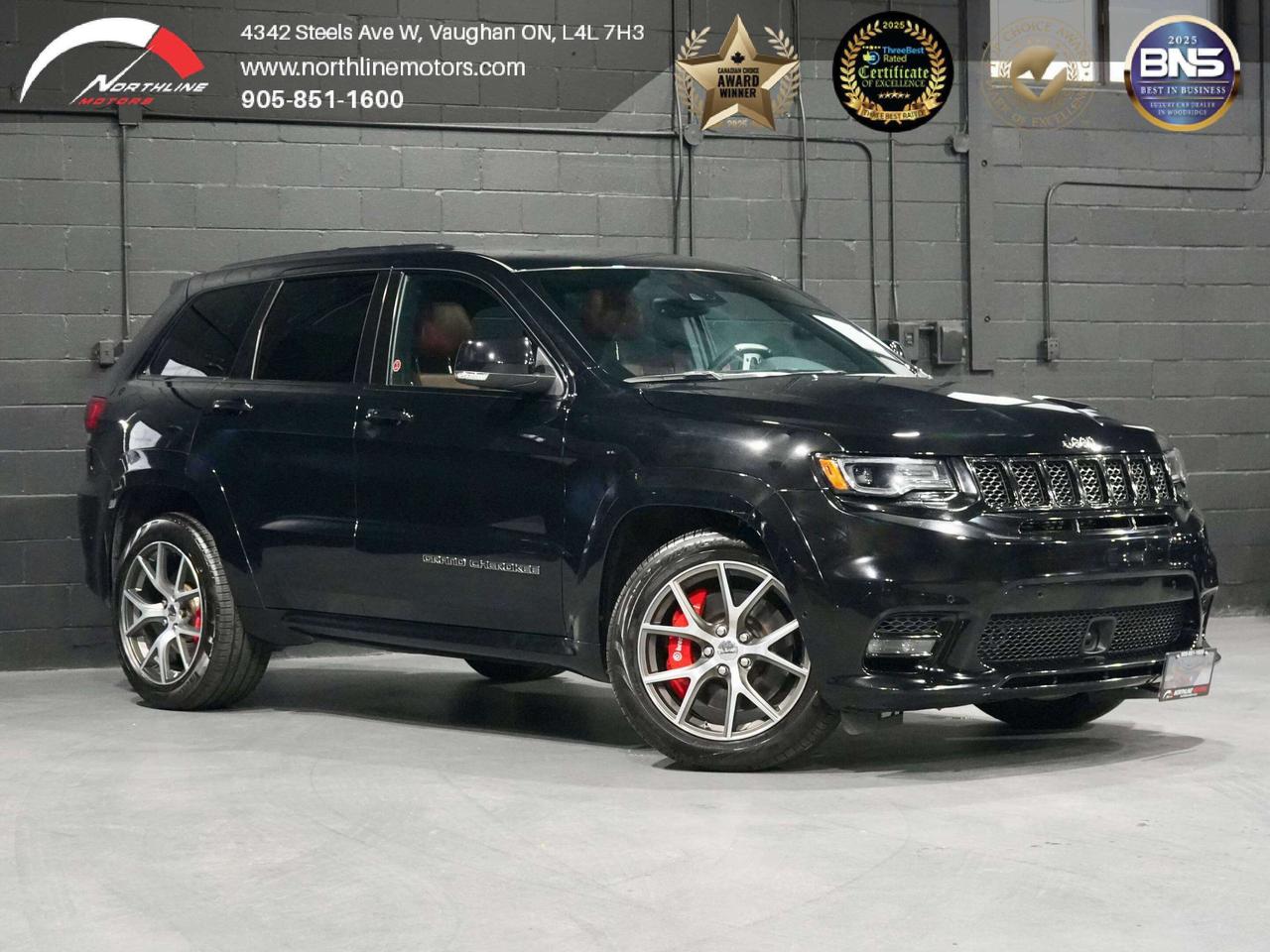 -6.4L HEMI V8
-475 hp
-470 lb-ft torque
-8-speed TorqueFlite automatic transmission
-Quadra-Trac Active On-Demand 4WD
-Selec-Track drive modes:
Auto
Sport
Track
Snow
Tow
Custom
-Launch Control
-Launch Assist
-Electronic Limited-Slip Rear Differential (ELSD)
-Adaptive Bilstein performance suspension
-Brembo high-performance braking system
-Performance steering
-Performance Pages
-SRT Drive Modes
-Hill Start Assist
-Hill Descent Control
-Trailer Sway Control
-7,200-lb towing capacity
-20-inch forged aluminum wheels
-Bi-Xenon HID headlights
-LED daytime running lights
-LED fog lights
-LED taillights
-Automatic high beams
-Headlamp washers
-Rain-sensing windshield wipers
-Heated power-folding mirrors
-Auto-dimming drivers mirror
-Blind Spot mirror indicators
-Keyless Enter-N-Go
-Remote Start
-Power liftgate
-Dual exhaust with black chrome tips
-Privacy glass
-Heated front seats
-Ventilated front seats
-Heated rear seats
-8-way power driver seat
-8-way power passenger seat
-Driver memory
-Heated leather steering wheel
-Paddle shifters
-Power tilt/telescoping steering column
-Carbon fiber interior trim
-Aluminum pedals
-Dual-zone automatic climate control
-Uconnect 8.4 NAV touchscreen
-Navigation
-Bluetooth hands-free
-Bluetooth audio streaming
-Voice Command
-HD Radio
-USB ports
-AUX input
-SD card reader
-115V household power outlet
-Harman Kardon Premium Audio
-Adaptive Cruise Control with Stop
-Forward Collision Warning Plus
-Automatic Emergency Braking
-Blind Spot Monitoring
-Rear Cross Path Detection
-ParkSense Front & Rear Park Assist
-ParkView Rear Camera
-Parallel & Perpendicular Park Assist
-Lane Departure Warning
-Electronic Stability Control
-Traction Control
-ABS
-Brake Assist
-Tire Pressure Monitoring
-Front, side, curtain & driver knee airbags
-Optional Packages
-Dual-Pane Panoramic Sunroof
-CommandView panoramic glass roof
-Power sunshade


QUALIFY FOR A 4-YEAR WARRANTY TODAY!
At Northline Motors, were a family-owned dealership committed to delivering a transparent, stress-free car-buying experience. With over 12 years of industry experience and multiple consumer choice awards, weve built our reputation on quality vehicles, competitive pricing, and exceptional customer service.
Every vehicle comes with:
 Full vehicle history report
 Financing options available
 Extended warranty packages
 Aftermarket protection services
 Ongoing customer support past purchase
Browse our latest inventory online or visit our friendly, no-pressure showroom. Coffee and tea are always on us!
Please note: Prices exclude applicable taxes and licensing fees. All vehicles, unless otherwise specified, can be certified for an additional $999; otherwise, as per OMVIC regulations, the vehicle is not drivable, certified, or e tested.
While every effort is made to ensure accuracy, errors, omissions, and pricing changes may occur.  Please contact our sales team to verify vehicle details including vehicle options and availability.