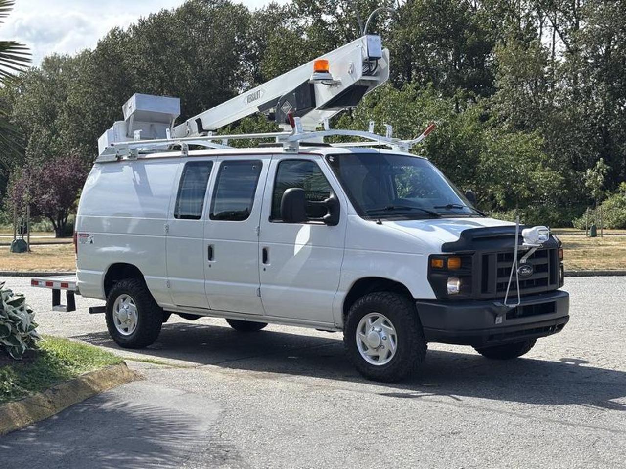 This 2012 Ford E-350 Super Duty is powered by a 5.4L V8 gasoline engine paired with an automatic transmission and rear-wheel drive. Equipped with a 29-foot Versalift aerial bucket, this utility van is configured for telecommunications, electrical, lighting, sign service, and general maintenance applications requiring elevated access.

The utility body features aluminum shelving and tool storage compartments to help organize equipment and supplies while on the job. Additional equipment includes a strobe light, cone holder, air conditioning and heat, and an AM/FM stereo.

Finished in white with a gray vinyl interior, this Ford E-350 Super Duty provides a commercial utility vehicle platform with an integrated aerial lift for a variety of fleet and service operations. This item is currently OFFSITE. You must register an appointment with our office to schedule an offsite viewing. Appointments must be made a minimum of one business day in advance (and as defined by the days that Repo.com is open for business) before your appointment can be scheduled and confirmed. We may, at our own discretion, instead opt to transport smaller items to Repo.coms main yard for viewing purposes.  $39,720.00 plus $375 processing fee, $40,095.00 total payment obligation before taxes.   Listing report, warranty, contract commitment cancellation fee. All above specifications and information is considered to be accurate but is not guaranteed and no opinion or advice is given as to whether this item should be purchased. We do not allow test drives due to theft, fraud, acts of vandalism and undetectable impaired driving. Instead we provide the following benefits: Complimentary Warranty (with options to extend), Limited Money Back Satisfaction Guarantee on Fully Completed Contracts, Contract Commitment Cancellation, and an Open-Ended Sell-Back Option. Ask seller for details or call 604-522-REPO(7376) to confirm listing availability.