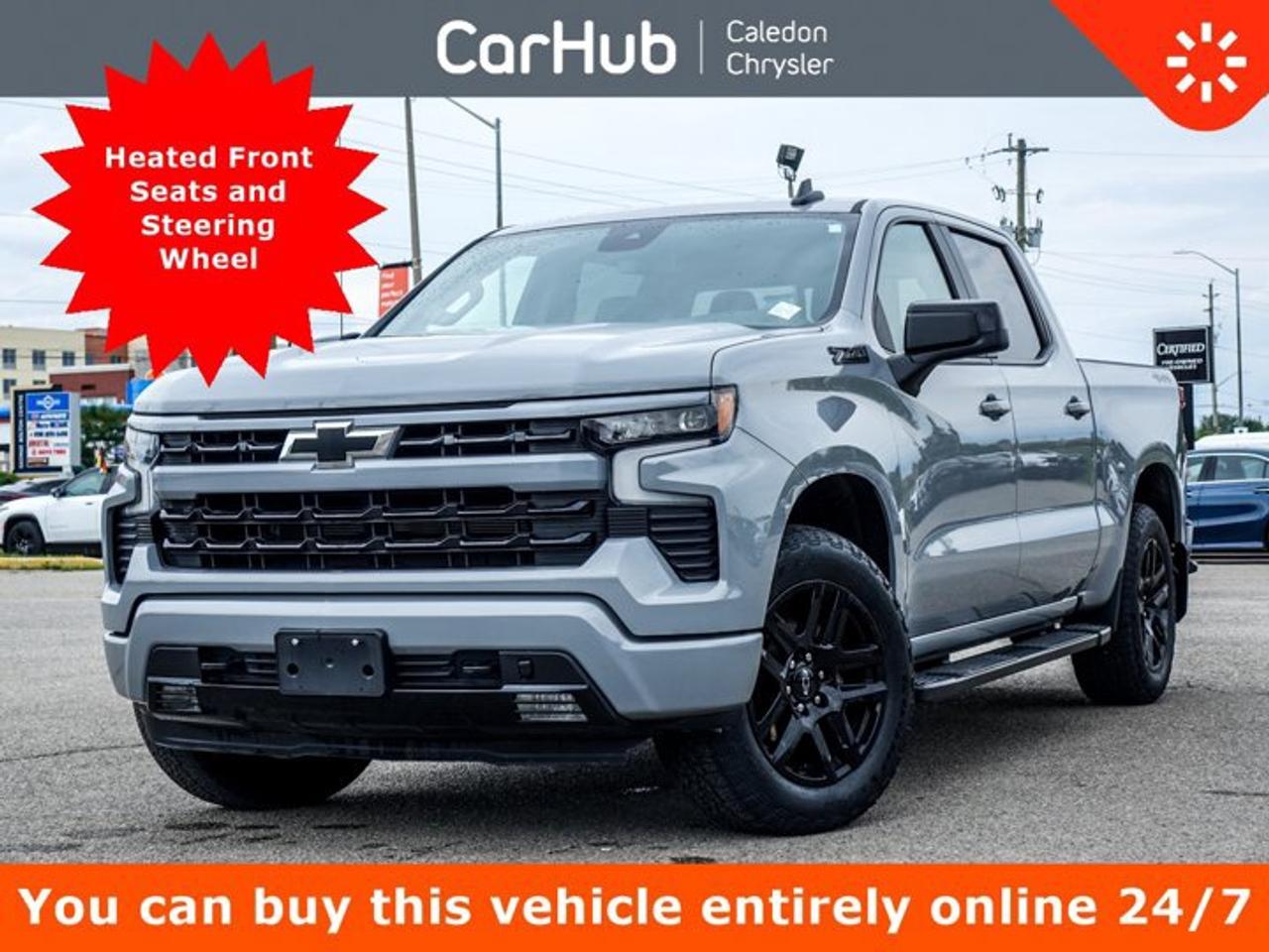 <p>Good Price<br />One Owner<br />No Accidents,<br />Certified Pre-Owned,</p><p>This Chevrolet Silverado 1500 RST 4WD Crew Cab 147 delivers a Gas V8 5.3L/325 engine powering this Automatic transmission.featuring available Dynamic Fuel Management that enables the engine to operate in 17 different patterns between 2 and 8 cylinders, depending on demand, to optimize power delivery and efficiency, Wireless Phone Projection for Apple CarPlay and Android Auto, Windows, power rear, express down.Our advertised prices are for consumers (i.e. end users) only.</p><p>This vehicle is in excellent condition and has passed a multi point inspection. Vehicle detailed.</p><p> </p><p>This Chevrolet Silverado 1500 RST 4WD Crew Cab 147 Comes Equipped with These Options </p><p>Leather</p><p>Running Board</p><p>HD Rear Vision Camera</p><p>Front Pedestrian Braking</p><p>CornerStep, rear bumper</p><p>Automatic Emergency Braking</p><p>Remote vehicle starter system</p><p>Lane Keep Assist with Lane Departure Warning</p><p>Seating, heated driver and front outboard passenger</p><p>Air conditioning, dual-zone automatic climate control</p><p>Wireless Phone Projection for Apple CarPlay and Android Auto</p><p>Bluetooth for phone, connectivity to vehicle infotainment system</p><p>13.4 diagonal HD colour touchscreen, includes multi-touch display,</p><p>Seat adjuster, driver 10-way power including lumbar, Driver Information Centre, enhanced, 12.3 diagonal reconfigurable multi color digital display, Audio system, Chevrolet Infotainment 3 Premium system with Google built-in, 13.4 diagonal HD colour touchscreen, includes multi-touch display, AM/FM stereo, Bluetooth streaming audio for music and most phones; featuring wireless Android Auto and Apple CarPlay capability for compatible phones, advanced voice recognition, in-vehicle apps, personalized profiles for infotainment and vehicle settings, Window, power front, passenger express down, Window, power front, drivers express up/down, Wi-Fi Hotspot capable (Terms and limitations apply. See onstar.ca or dealer for details.), USB Ports, rear, dual, charge-only, USB Ports, 2, Charge/Data ports located on the instrument panel,</p><p> </p><p>Drive Happy with CarHub<br />*** All-inclusive, upfront prices -- no haggling, negotiations, pressure, or games</p><p>*** Purchase or lease a vehicle and receive a $1000 CarHub Rewards card for service</p><p>*** Purchase this vehicle fully online on CarHub websites</p><p> </p><p>Transparency Statement<br />USED VEHICLES: Online prices and payments are for finance purchases -- please note there is a $850 safety certification fee. if not Certified, then as per OMVIC Regulations the vehicle is deemed to be not drivable and Not Certified. Cash purchases for used vehicles have a $2,350 surcharge which includes the safety certification (the finance price + $2,350). NEW VEHICLES: New financed vehicles are subject to an $ 850 Processing Fee. New cars priced at over $100,000 including add-ons or accessories are subject to the additional federal luxury tax. While every effort is taken to avoid errors, technical or human error can occur, so please confirm vehicle features, options, materials, and other specs with your CarHub representative. This can easily be done by calling us or by visiting us at the dealership. CarHub used vehicles come standard with 1 key. If we receive more than one key from the previous owner, we include them with the vehicle. Additional keys may be purchased at the time of sale. Ask your Product Advisor for more details. Payments are only estimates derived from a standard term/rate on approved credit. Terms, rates and payments may vary. Prices, rates and payments are subject to change without notice. Please see our website for more details.</p><p> </p>