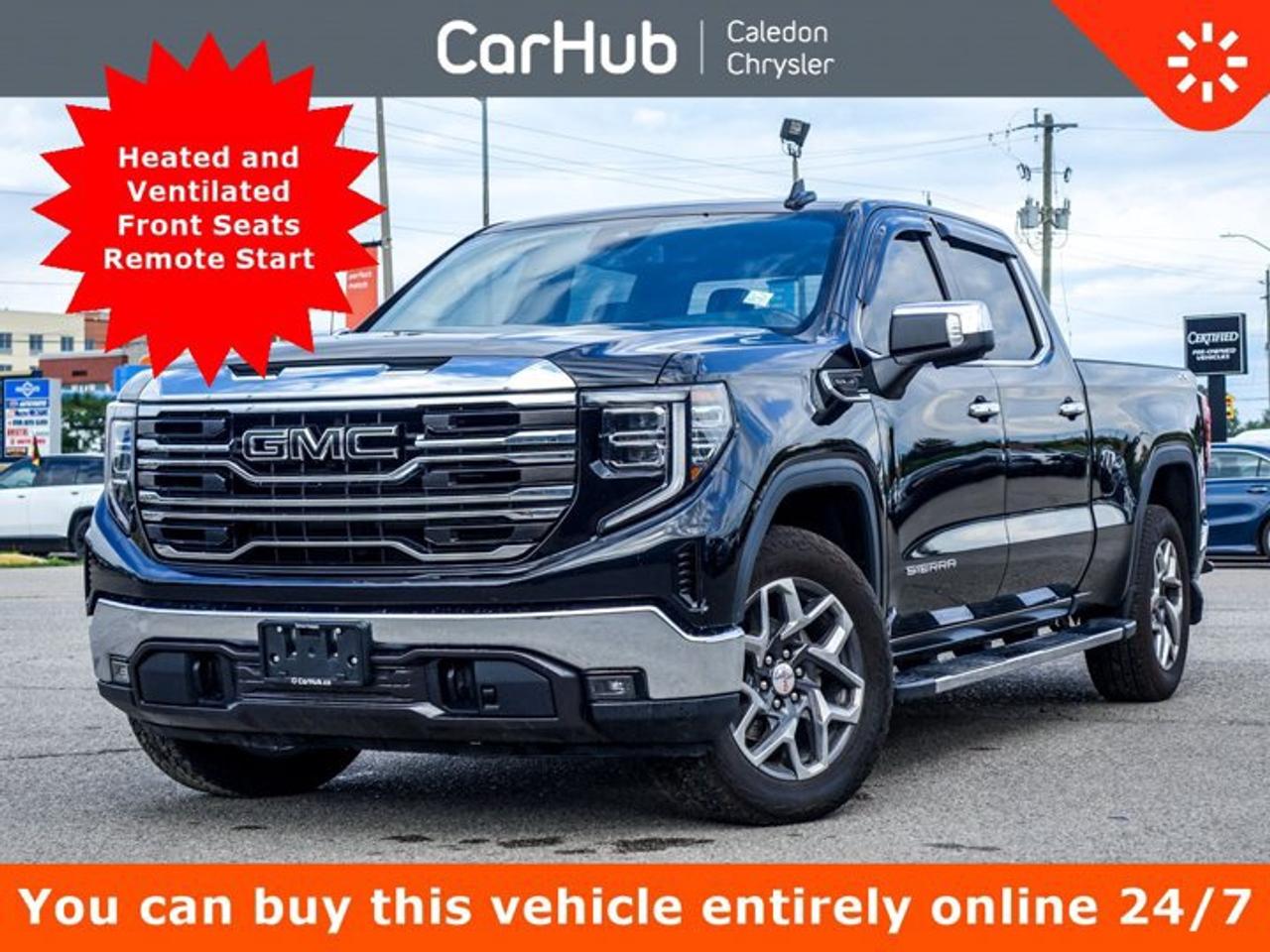 <p>This GMC Sierra 1500 SLT4WD Crew Cab 157 delivers a Gas V8 5.3L/325 engine powering this Automatic transmission. featuring Dynamic Fuel Management (STD), Wireless, Apple CarPlay / Wireless Android Auto, Wipers, front rain-sensing.Our advertised prices are for consumers (i.e. end users) only.</p><p> </p><p>This vehicle is in excellent condition and has passed a multi point inspection. Vehicle detailed.</p><p> </p><p> </p><p>This GMC Sierra 1500 SLT4WD Crew Cab 157 Features the Following Options</p><p>Leather</p><p>Running Board</p><p>Wi-Fi Hotspot capable</p><p>Forward Collision Alert</p><p>HD Rear Vision Camera</p><p>Front Pedestrian Braking </p><p>Power Tilted Steering Wheel</p><p>Remote vehicle starter system</p><p>Heated and Ventilated front Seats</p><p>Lane Keep Assist with Lane Departure Warning</p><p>Display-13.4 diagonal Multicolor I touch screen</p><p>Wireless, Apple CarPlay / Wireless Android Auto</p><p>Air conditioning, dual-zone automatic climate control</p><p>Seat trim, Perforated leather-appointed front outboard</p><p>GMC MultiPro Tailgate with six functional load/access features</p><p>Audio System, 13.4  diagonal Premium GMC Infotainment System with Google built in apps such as navigation and voice assistance, includes colour touch-screen, multi-touch display, AM/FM stereo Bluetooth streaming audio for music and most phones; featuring wireless Android Auto and Apple CarPlay capability for compatible phones, Windows, power rear, express down, Windows, power front, drivers express up/down, Window, power front, passenger express up/down, Wi-Fi Hotspot capable (Terms and limitations apply. See onstar.ca or dealer for details.), Wheelhouse liners, rear, Wheel, 17 x 8 (43.2 cm x 20.3 cm) full-size, steel spare, USB Ports, 2, Charge/Data ports located on instrument panel, USB ports, (2) charge-only, rear, Transfer case, single speed, electronic Autotrac with push button control (4WD models only), Tires, 265/65R18SL all-season, blackwall.</p><p> </p><p>Drive Happy with CarHub<br />*** All-inclusive, upfront prices -- no haggling, negotiations, pressure, or games</p><p>*** Purchase or lease a vehicle and receive a $1000 CarHub Rewards card for service</p><p>*** Purchase this vehicle fully online on CarHub websites</p><p> </p><p>Transparency Statement<br />USED VEHICLES: Online prices and payments are for finance purchases -- please note there is a $850 safety certification fee. if not Certified, then as per OMVIC Regulations the vehicle is deemed to be not drivable and Not Certified. Cash purchases for used vehicles have a $2,350 surcharge which includes the safety certification (the finance price + $2,350). NEW VEHICLES: New financed vehicles are subject to an $ 850 Processing Fee. New cars priced at over $100,000 including add-ons or accessories are subject to the additional federal luxury tax. While every effort is taken to avoid errors, technical or human error can occur, so please confirm vehicle features, options, materials, and other specs with your CarHub representative. This can easily be done by calling us or by visiting us at the dealership. CarHub used vehicles come standard with 1 key. If we receive more than one key from the previous owner, we include them with the vehicle. Additional keys may be purchased at the time of sale. Ask your Product Advisor for more details. Payments are only estimates derived from a standard term/rate on approved credit. Terms, rates and payments may vary. Prices, rates and payments are subject to change without notice. Please see our website for more details.</p><p> </p>
