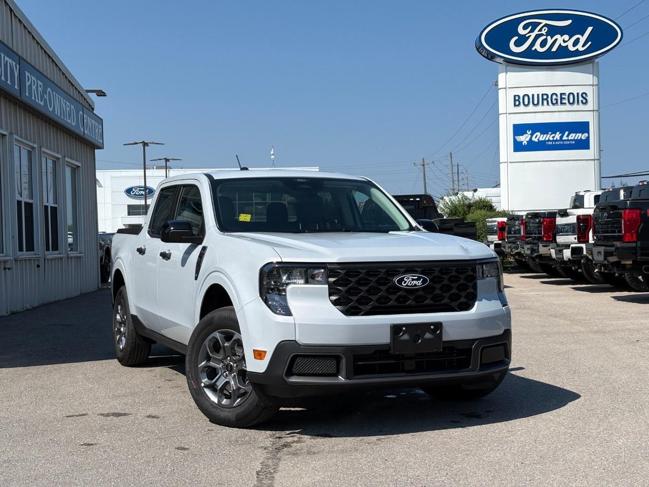<p>The 2026 Ford Maverick XLT AWD SuperCrew in a stunning white finish offers exceptional capability with its all-wheel-drive drivetrain and effortless automatic transmission. This brand-new truck ensures a robust and confident drive, perfect for navigating both urban and rugged terrains.</p><p>Showcasing a stylish exterior, the Maverick boasts a sophisticated Space White Metallic paint. Inside, it provides a welcoming atmosphere with a contrasting blue interior. Enjoy luxury features such as the XLT Luxury Package, complete with a soft vinyl wrapped heated steering wheel, an 8-way power driver seat, and heated mirrors equipped with painted black skull caps. Both front seats are heated, and the convenience of a remote start system ensures you're ready to go on chilly mornings.</p><p>Incorporating cutting-edge technology, it includes the Equipment Group 301A package which features a 13.2" LCD centre display with SYNC 4, SiriusXM with 360L, and seamless wireless device connection through Apple CarPlay and Android Auto. Stay securely connected on the road with a built-in Wi-Fi hotspot and benefit from driver assistance technologies such as lane assist and brake assist for added safety. The 360° camera system and smart device integration provide an elevated driving experience.</p><p>This vehicle is perfect for those who demand performance and versatility without compromising on comfort and technology. Whether you're planning a family adventure or using it for daily commutes, this Ford Maverick is designed to meet your needs. Contact Bourgeois Motors Ltd. today to learn more and take this extraordinary truck for a test drive.</p> <p><span style=color:rgb( 58 , 80 , 95 )>The discount shown on vehicle represents the </span><u>Cash Purchase</u><span style=color:rgb( 58 , 80 , 95 )> discount and is inclusive of all non-stackable and stackable cash purchase discounts from Ford of Canada and Bourgeois Motors Ltd. and is offered in lieu of sub-vented lease or finance rates. To get details on current discounts applicable to this and other vehicles in our inventory for Lease and Finance customer, see a member of our team. All offers for lease or finance are On Approved Credit (OAC).While every effort is made to ensure the accuracy of discounts and programs, programs are subject to change without notice </span><span style=color:rgb( 119 , 119 , 119 )>and may not be accurate or completely current. While every reasonable effort is made to ensure the accuracy of this data, we are not responsible for any errors or omissions contained on these pages.</span></p> <p><strong>Why Choose the Bourgeois Auto Group?</strong></p><p>For 80 years, Bourgeois Auto Group has been delivering exceptional automotive experiences. Our factor trained teams work to ensure you receive the shopping experience you deserve; whether you're looking for a new or new-to-you vehicle.</p><p>Shop 24/7 with our online showroom and chat service, ensuring convenience every step of the way. No hidden fees, full disclosure, and every pre-owned vehicle comes with a Carfax® report for peace of mind.</p><p>We offer a wide selection of pre-owned vehicles, all competitively priced using real-time market data. Get the best deal on your purchase and trade-in with our free Live Market Analysis report.</p><p>Looking to sell your car? We buy any make or modelno purchase required. Our simple to use online trade valuation tool will provide you with a clear, transparent selling experience whether you buy our car or not.</p><p>Backed by hundreds dedicated employees across 4 convenient locations, were here to meet all your automotive needs. Visit us in Midland or Parry Sound and explore our inventory or schedule your next service today.</p> <p><strong>Financing Your Next Vehicle with Bourgeois Motors Ford in Midland:</strong></p><p>At Bourgeois Motors Ford, we make financing your next vehicle simple and stress-free! Our team works with trusted lenders to find flexible options tailored to your budget. Drive away with confidenceapply today!</p><p>Take advantage of our online pre-qualification tool, backed by Equifax and TD Bank to find the payment that works for you. Simply <a href=https://www.bourgeoismotors.com/free-credit-check/ rel=nofollow><strong>CLICK HERE</strong></a><strong> </strong>to use our secure online credit tool with no impact to your credit.</p>