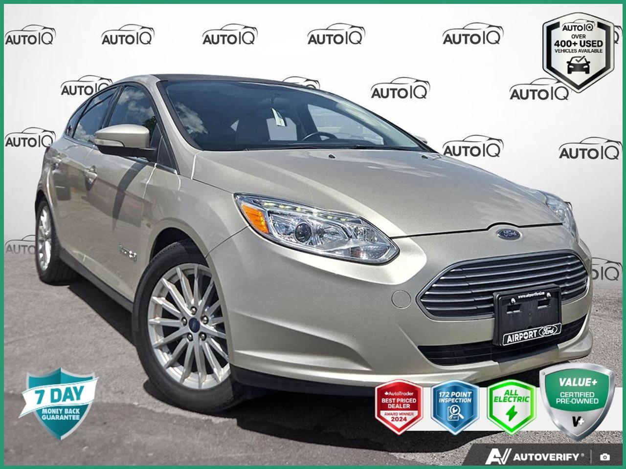 Recent Arrival!<br><br><br>White Gold<br>2017 Ford Focus Electric Base SAFETY CERTIFIED | LOW KMS 4D Hatchback<br>Electric Motor 1-Speed Automatic<br>FWD<br><br>Certification Program Details:<br><br>VALUE+ CERTIFIED PRE-OWNED VEHICLE<br><br>36-point Provincial Safety Inspection<br>172-point inspection combined mechanical, aesthetic, functional inspection including a vehicle report card<br>Warranty: 30 Days or 1500 KMS on mechanical safety-related items and extended plans are available<br>Complimentary CARFAX Vehicle History Report<br>2X Provincial safety standard for tire tread depth<br>2X Provincial safety standard for brake pad thickness<br>7 Day Money Back Guarantee*<br>Market Value Report provided<br>Complimentary 3 months SIRIUS XM satellite radio subscription on equipped vehicles<br>Complimentary wash and vacuum<br>Vehicle scanned for open recall notifications from manufacturer<br><br><br>Awards:<br>  * 2017 KBB.com Brand Image Awards   * 2017 KBB.com 10 Most Awarded Brands<br><br>Reviews:<br>  * Rides comfortably for a small car; feels sporty and secure when going around turns; interior is quiet at highway speeds; lots of available upscale and high-tech options. Source: Edmunds<p> </p>

<h4>VALUE+ CERTIFIED PRE-OWNED VEHICLE</h4>

<p>
- 36-point Provincial Safety Inspection<br>
- 172-point inspection combined mechanical, aesthetic, functional inspection including a vehicle report card<br>
- Warranty: 30 Days or 1500 KMS on mechanical safety-related items and extended plans are available<br>
- Complimentary CARFAX Vehicle History Report<br>
- 2X Provincial safety standard for tire tread depth<br>
- 2X Provincial safety standard for brake pad thickness<br>
- 7 Day Money Back Guarantee*<br>
- Market Value Report provided<br>
- Complimentary 3 months SIRIUS XM satellite radio subscription on equipped vehicles<br>
- Complimentary wash and vacuum<br>
- Vehicle scanned for open recall notifications from manufacturer
</p>

<p>SPECIAL NOTE: This vehicle is reserved for AutoIQs retail customers only. Please, No dealer calls. Errors & omissions excepted.</p>

<p>*As-traded, specialty or high-performance vehicles are excluded from the 7-Day Money Back Guarantee Program (including, but not limited to Ford Shelby, Ford mustang GT, Ford Raptor, Chevrolet Corvette, Camaro 2SS, Camaro ZL1, V-Series Cadillac, Dodge/Jeep SRT, Hyundai N Line, all electric models)</p>