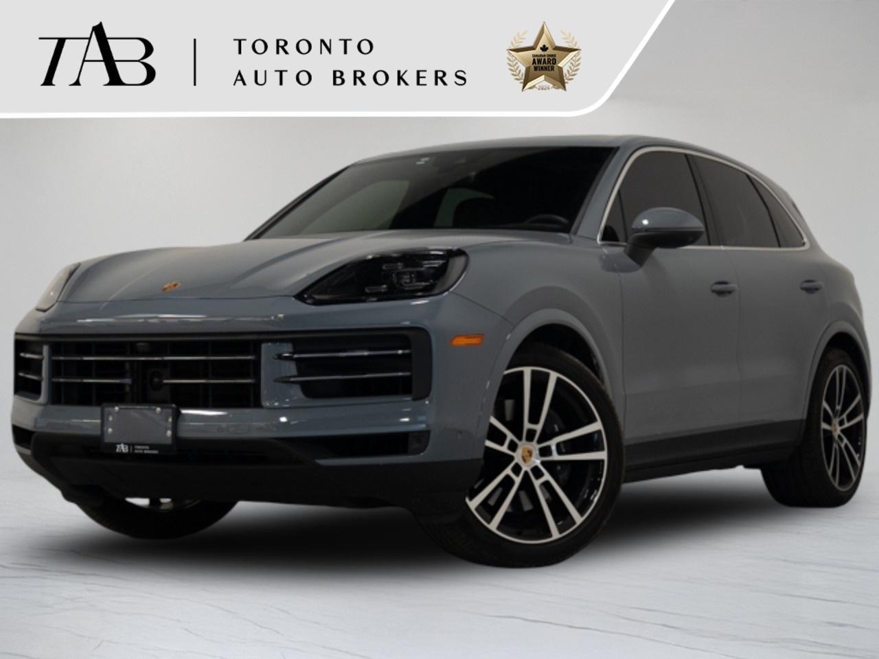 This 2024 Porsche Cayenne is a local Ontario vehicle with the remaining manufacturer warranty valid until September 5, 2028 or 80,000 kilometres, offering the perfect combination of luxury, performance, and everyday versatility. Powered by a 3.0L turbocharged V6 engine producing 348 horsepower and paired with an 8-speed Tiptronic S automatic transmission and Porsche Traction Management all-wheel drive, the Cayenne delivers responsive acceleration, confident handling, and exceptional comfort in all driving conditions. Equipped with the Premium Plus Package, passenger display dual-screen setup, and striking 22-inch wheels, this Cayenne showcases Porsches latest technology, refined craftsmanship, and unmistakable driving dynamics.

Key Features:

Leather Interior in Black &mdash; $4,280
Arctic Grey &mdash; $3,590
Premium Package Plus &mdash; $7,880
Adaptive Air Suspension incl. Porsche Active Suspension Management (PASM) &mdash; $2,720
22" SportDesign Wheels in High Gloss Black &mdash; $5,100
Porsche Crest on Headrests (Front and Rear) &mdash; $660
Passenger Display &mdash; $1,690
Head-Up Display &mdash; $1,690
Air Quality System &mdash; $530
Passenger Display Dual-Screen Infotainment
Porsche Communication Management (PCM) with Navigation
BOSE&reg; Surround Sound System
Leather Interior
Heated Front and Rear Seats
14-Way Power Comfort Front Seats with Memory
Adaptive LED Headlights
Surround View Camera with ParkAssist
Apple CarPlay&reg; & Android Auto Compatibility
Power Tailgate

NOW OFFERING 3 MONTH DEFERRED FINANCING PAYMENTS ON APPROVED CREDIT. 

WE OFFER THE BEST FINANCE RATES, AND DONT CHARGE ANY FINANCING FEE

Looking for a top-rated pre-owned luxury car dealership in the GTA? Look no further than Toronto Auto Brokers (TAB)! Were proud to have won multiple awards, including the 2024 AutoTrader Best Priced Dealer, the 2026 Best in Business award, the 2025 CarGurus Award, the 2026 Top Choice Award, the 2026 Dealer Rater Consumer Satisfaction Award, the 2026 Canadian Choice Award, the 2026 Three Best Rated Dealer Award, and many more!

With 30 years of experience serving the Greater Toronto Area, TAB is a respected and trusted name in the pre-owned luxury car industry. Our 30,000 sq.Ft indoor showroom is home to a wide range of luxury vehicles from top brands like BMW, Mercedes-Benz, Audi, Porsche, Land Rover, Jaguar, Aston Martin, Bentley, Maserati, and more. And we dont just serve the GTA, were proud to offer our services to all cities in Canada, including Vancouver, Montreal, Calgary, Edmonton, Winnipeg, Saskatchewan, Halifax, and more.

At TAB, were committed to providing a no-pressure environment and honest work ethics. As a family-owned and operated business, we treat every customer like family and ensure that every interaction is a positive one. Come experience the TAB Lifestyle at its truest form, luxury car buying has never been more enjoyable and exciting!

We offer a variety of services to make your purchase experience as easy and stress-free as possible. From competitive and simple financing and leasing options to extended warranties, aftermarket services, and full history reports on every vehicle, we have everything you need to make an informed decision. We welcome every trade, even if youre just looking to sell your car without buying, and when it comes to financing or leasing, we offer same day approvals, with access to over 50 lenders, including all of the banks in Canada. Feel free to check out your own Equifax credit score without affecting your credit score, simply click on the Equifax tab above and see if you qualify.


Call us today or visit our website to learn more about our inventory and services. And remember, all prices exclude applicable taxes and licensing, and vehicles can be certified at an additional cost of $999.