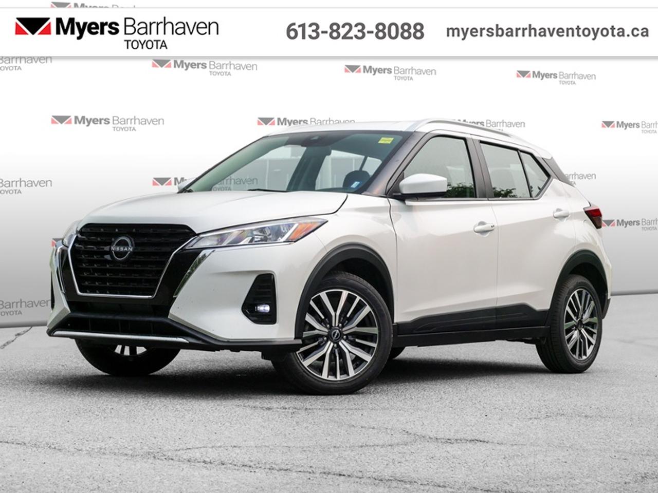 <b>Heated Seats,  Apple CarPlay,  Android Auto,  Heated Steering Wheel,  Remote Start!</b><br> <br>  Compare at $21838 - Our Live Market Price is just $20998! <br> <br>Kick it to your own beat with the 2024 Kicks. This 2024 Nissan Kicks is for sale today in Ottawa.<br> <br>This Kicks did not take any shortcuts, but it is offering you a shortcut to possibility. Make the most of every day with intelligent features that help you express your personal style and feel your playlist with the incredible infotainment system. It really is time you put you first, and this 2024 Kicks is here for it.<br> <br>This SUV has 71,924 km. Its Aspen White Tricoat in colour. It has an Automatic transmission and is powered by a 122HP 1.6L 4 Cylinder Engine. <br> <br> Our Kickss trim level is SV. Step up to this SV trim for stylish aluminum wheels, automatic temperature control, the Nissan Intelligent Key with remote start, a heated steering wheel, heated seats, and SiriusXM. This Kicks offers a ton of style and is built to your beat, featuring touchscreen infotainment with Apple CarPlay, Android Auto, Bluetooth, and Siri Eyes Free. The spirited performance is further enhanced with advanced safety features like emergency braking, lane departure warning, high beam assist, blind spot detection, rear parking sensors, and a rearview camera. This vehicle has been upgraded with the following features: Heated Seats, Apple CarPlay, Android Auto, Heated Steering Wheel, Remote Start, Adaptive Cruise Control, Blind Spot Detection.<br> <br>To apply right now for financing use this link: <a href=https://www.myersbarrhaventoyota.ca/quick-approval/ target=_blank>https://www.myersbarrhaventoyota.ca/quick-approval/</a><br> <br/>Buy this vehicle now for the lowest bi-weekly payment of <b>$150.80</b> with $0 down for 84 months @ 7.99% APR O.A.C. ( Plus applicable taxes - Plus applicable fees ). See dealer for details. <br><br>At Myers Barrhaven Toyota we pride ourselves in offering highly desirable pre-owned vehicles. We truly hand pick all our vehicles to offer only the best vehicles to our customers. No two used cars are alike, this is why we have our trained Toyota technicians highly scrutinize all our trade ins and purchases to ensure we can put the Myers seal of approval. Every year we evaluate 1000s of vehicles and only 10-15% meet the Myers Barrhaven Toyota standards. At the end of the day we have mutual interest in selling only the best as we back all our pre-owned vehicles with the Myers *LIFETIME ENGINE TRANSMISSION warranty. Thats right *LIFETIME ENGINE TRANSMISSION warranty, were in this together! If we dont have what youre looking for not to worry, our experienced buyer can help you find the car of your dreams! Ever heard of getting top dollar for your trade but not really sure if you were? Here we leave nothing to chance, every trade-in we appraise goes up onto a live online auction and we get buyers coast to coast and in the USA trying to bid for your trade. This means we simultaneously expose your car to 1000s of buyers to get you top trade in value. <br>We service all makes and models in our new state of the art facility where you can enjoy the convenience of our on-site restaurant, shuttle van, free Wi-Fi, Enterprise Rent-A-Car, on-site tire storage, and complimentary drinks. Come see why many Toyota owners are making the switch to Myers Barrhaven Toyota. <br>*LIFETIME ENGINE TRANSMISSION WARRANTY NOT AVAILABLE FOR VEHICLES WITH KMS EXCEEDING 140,000KM, VEHICLES 8 YEARS & OLDER, HIGHLINE BRAND VEHICLES (e.g., BMW, INFINITI, CADILLAC, LEXUS), AND QUEBEC RESIDENTS.<br> Come by and check out our fleet of 80+ used cars and trucks and 20+ new cars and trucks for sale in Ottawa.  o~o