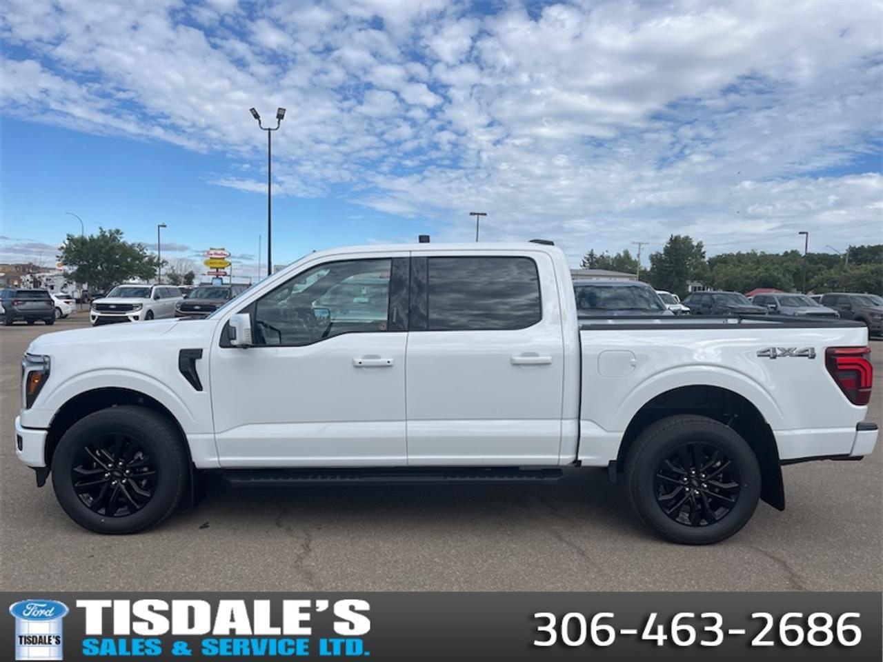<b>Lariat Black Appearance Package, 20 inch Aluminum Wheels, Tow Package!</b><br> <br> Check out the large selection of new Fords at Tisdales today!<br> <br>The 2026 Ford F-150 stands ready with rugged utility, smart features and a presence that commands attention on any road.<br> <br>The 2026 Ford F-150 combines proven leadership in toughness with smart innovation to deliver a truck built for real-world demands. Inside, the cabin features refined materials, intuitive tech and comfortable seating to support both driver and passengers on every journey. With its strong presence, flexible design and Fords legacy of dependability, the F-150 is ready for whatever work or play you throw its way.<br> <br>This Oxford White Crew Cab 4X4 pickup has an Automatic transmission and is powered by a 382HP 3.5L V6 Cylinder Engine. <br> <br> Our F-150s trim level is LARIAT. Designed for premium truck enthusiasts who demand upscale refinement alongside rugged capability, this stunning pickup stands out with its bold chrome grille, chrome bumpers with dual tow hooks, convenient running boards, directionally adaptive projector-beam LED headlights, and brilliant chrome-like PVD wheels. Inside, the luxurious cabin welcomes you with heated and ventilated ActiveX-trimmed power front seats featuring driver memory settings, a heated leatherette steering wheel, elegant metal-look accents, and clever second-row underseat storage. Premium convenience and connectivity are always at your fingertips thanks to proximity keyless entry, voice-activated dual-zone automatic climate control, power-adjustable pedals, and an outstanding eight-speaker B&O sound system paired with a 12-inch SYNC 4 display featuring connected navigation and a built-in Wi-Fi hotspot. Finally, you can travel with ultimate peace of mind backed by top-tier safety technology, including the innovative BlueCruise driving system, a comprehensive aerial view camera system, adaptive cruise control with stop-and-go, and a blind spot information system with cross-traffic alert and reverse brake assist. This vehicle has been upgraded with the following features: Lariat Black Appearance Package, 20 inch Aluminum Wheels, Tow Package.<br><br> View the original window sticker for this vehicle with this url <b><a href=http://www.windowsticker.forddirect.com/windowsticker.pdf?vin=1FTFW5L83TKE66473 target=_blank>http://www.windowsticker.forddirect.com/windowsticker.pdf?vin=1FTFW5L83TKE66473</a></b>.<br> <br>To apply right now for financing use this link: <a href=http://www.tisdales.com/shopping-tools/apply-for-credit.html target=_blank>http://www.tisdales.com/shopping-tools/apply-for-credit.html</a><br> <br/>Total rebate of $2500 is reflected in the price. 3.99% financing for 84 months. <br> Buy this vehicle now for the lowest bi-weekly payment of <b>$556.53</b> with $0 down for 84 months @ 3.99% APR O.A.C. ( Plus applicable taxes - $699 administration fee included in sale price. ). Incentives expire 2026-08-31. See dealer for details. <br><br>Tisdales is not your standard dealership. Sales consultants are available to discuss what vehicle would best suit the customer and their lifestyle, and if a certain vehicle isnt readily available on the lot, one will be brought in.<br> Come by and check out our fleet of 20+ used cars and trucks and 80+ new cars and trucks for sale in Kindersley.  o~o