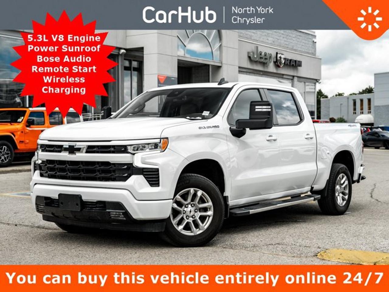 <p> Only 32,086 Miles! This Chevrolet Silverado 1500 delivers a Gas V8 5.3L/325 engine powering this Automatic transmission. ENGINE, 5.3L ECOTEC3 V8  (355 hp [265 kW] @ 5600 rpm, 383 lb-ft of torque [518 Nm] @ 4100 rpm); featuring available Dynamic Fuel Management that enables the engine to operate in 17 different patterns between 2 and 8 cylinders, depending on demand, to optimize power delivery and efficiency, Wireless Phone Projection for Apple CarPlay and Android Auto, Windows, power rear, express down. <p> This Chevrolet Silverado 1500 Features the Following Options <br /> Window, power front, passenger express down, Window, power front, drivers express up/down, Wi-Fi Hotspot capable (Terms and limitations apply. See onstar.ca or dealer for details.), Wheels, 18 x 8.5 (45.7 cm x 21.6 cm) Bright Silver painted aluminum, Wheel, 17 x 8 (43.2 cm x 20.3 cm) full-size, steel spare, USB Ports, rear, dual, charge-only, USB Ports, 2, Charge/Data ports located on the instrument panel, Transmission, 8-speed automatic, electronically controlled with overdrive and tow/haul mode. Includes Cruise Grade Braking and Powertrain Grade Braking (Included and only available with (L3B) 2.7L TurboMax engine.), Transfer case, single speed electronic Autotrac with push button control (4WD models only), Tires, 265/65R18SL all-season, blackwall. </p> <p>Drive Happy with CarHub<br>*** All-inclusive, upfront prices -- no haggling, negotiations, pressure, or games*** Purchase or lease a vehicle and receive a $1000 CarHub Rewards card for service.  *** Purchase this vehicle fully online on CarHub websites</p> <p>Transparency Statement<br>USED VEHICLES:Online prices and payments are for finance purchases  please note there is a $850 safety certification fee. if not Certified, then as per OMVIC Regulations the vehicle is deemed to be not drivable and Not Certified. Cash purchases for used vehicles have a $2,350 surcharge which includes the safety certification (the finance price + $2,350).NEW VEHICLES:New financed vehicles are subject to an $ 850 Processing Fee. New cars priced at over $100,000 including add-ons or accessories are subject to the additional federal luxury tax.While every effort is taken to avoid errors, technical or human error can occur, so please confirm vehicle features, options, materials, and other specs with your CarHub representative. This can easily be done by calling us or by visiting us at the dealership. CarHub used vehicles come standard with 1 key. If we receive more than one key from the previous owner, we include them with the vehicle. Additional keys may be purchased at the time of sale. Ask your Product Advisor for more details. Payments are only estimates derived from a standard term/rate on approved credit. Terms, rates and payments may vary. Prices, rates and payments are subject to change without notice. Please see our website for more details.</p>
