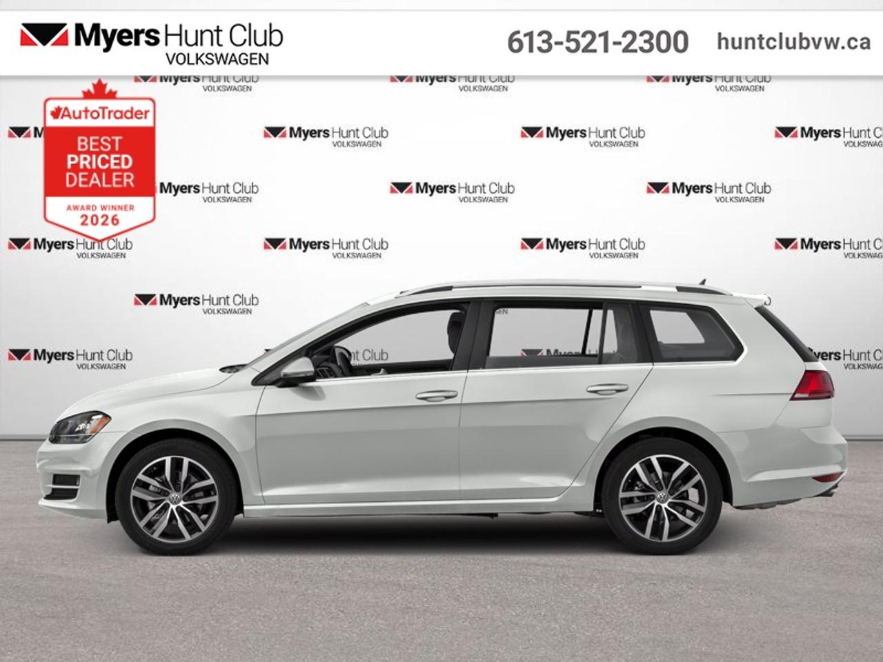 <b>Heated Seats,  Rear View Camera,  Bluetooth,  Aluminum Wheels,  Air Conditioning!</b><br> <br> If youre looking for the cargo-holding ability and comfort of a compact SUV, but you dont fancy the high step-in height or visibility-limiting narrow side windows, the 2017 VW Golf SportWagen makes an excellent runner-up, says KBB.com. This 2017 Volkswagen Golf SportWagen is fresh on our lot in Gloucester.<br> <br>Youre sure to stand out driving the 2017 Golf SportWagen. This unique model offers the cargo capability of an SUV and the comfort of a sedan. Modern styling and amenities ensure it meets the needs of a range of car buyers, enhancing the versatile appeal of this model.<br> <br>This sedan has 159,700 km. Its Pure White in colour. It has an Automatic transmission and is powered by a smooth engine. <br> <br> Our Golf SportWagens trim level is Trendline. As an entry-level model, the 2017 Volkswagen Golf SportWagen Trendline keeps everyone happy with an eight-speaker audio system and five-inch touchscreen. Additional features on this model include eight-way adjustable front seats, air conditioning, remote keyless entry, power windows and door locks, Bluetooth connectivity and more. This vehicle has been upgraded with the following features: Heated Seats, Rear View Camera, Bluetooth, Aluminum Wheels, Air Conditioning, Remote Keyless Entry.<br> <br>To apply right now for financing use this link: <a href=https://www.huntclubvw.ca/financing-request/ target=_blank>https://www.huntclubvw.ca/financing-request/</a><br> <br/><br>At Myers Hunt Club Volkswagen, our focus is customers like you. Our dedicated service, parts, and sales team are here to make your automotive experience a special one. We are very proud of our achievements and awards over the last 25 years and are committed to providing the same great service to our present and future customers. If youre looking for a vehicle, Myers Hunt Club Volkswagen is your destination for new, used, and certified pre-owned Volkswagen vehicles as well as other makes and models. Whatever your needs, we can help you here at Myers Hunt Club Volkswagen. </br><br> Come by and check out our fleet of 40+ used cars and trucks and 170+ new cars and trucks for sale in Gloucester.  o~o
