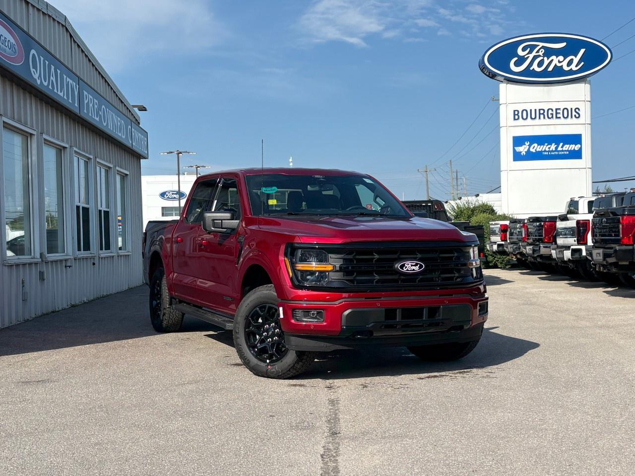 <p>The 2026 Ford F-150 XLT 4WD SuperCrew, in its striking red hue, is the epitome of power and versatility with its robust 4x4 drivetrain and effortless handling capability. This new truck combines rugged utility with refined aesthetics, promising both functionality and style on the road.</p><p>The exterior showcases a Ruby Red Metallic Tinted Clearcoat, accentuated by tough bed spray-in bedliner and convenient features like a tailgate step with a work surface, enhancing both its functional appeal and durability. Inside, youll find a sophisticated black interior designed for comfort, complemented by tray style floor liner with carpet mats which add to the vehicle's practical charm.</p><p>Technological enhancements abound, with advanced features like Bluetooth connectivity, a backup camera, and smart device integration keeping you connected and in command. Safety is paramount with lane assist, parking sensors, and brake assist, providing a reassured driving experience, bolstered by heated mirrors for those frosty mornings.</p><p>Ideal for adventurers and families alike, this F-150 combines space, technology, and safety in one compelling package. Contact Bourgeois Motors Ltd. today to arrange a viewing and experience what makes this vehicle a formidable choice for those who refuse to compromise on quality and capability.</p> <p><span style=color:rgb( 58 , 80 , 95 )>The discount shown on vehicle represents the </span><u>Cash Purchase</u><span style=color:rgb( 58 , 80 , 95 )> discount and is inclusive of all non-stackable and stackable cash purchase discounts from Ford of Canada and Bourgeois Motors Ltd. and is offered in lieu of sub-vented lease or finance rates. To get details on current discounts applicable to this and other vehicles in our inventory for Lease and Finance customer, see a member of our team. All offers for lease or finance are On Approved Credit (OAC).While every effort is made to ensure the accuracy of discounts and programs, programs are subject to change without notice </span><span style=color:rgb( 119 , 119 , 119 )>and may not be accurate or completely current. While every reasonable effort is made to ensure the accuracy of this data, we are not responsible for any errors or omissions contained on these pages.</span></p> <p><strong>Why Choose the Bourgeois Auto Group?</strong></p><p>For 80 years, Bourgeois Auto Group has been delivering exceptional automotive experiences. Our factor trained teams work to ensure you receive the shopping experience you deserve; whether you're looking for a new or new-to-you vehicle.</p><p>Shop 24/7 with our online showroom and chat service, ensuring convenience every step of the way. No hidden fees, full disclosure, and every pre-owned vehicle comes with a Carfax® report for peace of mind.</p><p>We offer a wide selection of pre-owned vehicles, all competitively priced using real-time market data. Get the best deal on your purchase and trade-in with our free Live Market Analysis report.</p><p>Looking to sell your car? We buy any make or modelno purchase required. Our simple to use online trade valuation tool will provide you with a clear, transparent selling experience whether you buy our car or not.</p><p>Backed by hundreds dedicated employees across 4 convenient locations, were here to meet all your automotive needs. Visit us in Midland or Parry Sound and explore our inventory or schedule your next service today.</p> <p><strong>Financing Your Next Vehicle with Bourgeois Motors Ford in Midland:</strong></p><p>At Bourgeois Motors Ford, we make financing your next vehicle simple and stress-free! Our team works with trusted lenders to find flexible options tailored to your budget. Drive away with confidenceapply today!</p><p>Take advantage of our online pre-qualification tool, backed by Equifax and TD Bank to find the payment that works for you. Simply <a href=https://www.bourgeoismotors.com/free-credit-check/ rel=nofollow><strong>CLICK HERE</strong></a><strong> </strong>to use our secure online credit tool with no impact to your credit.</p>