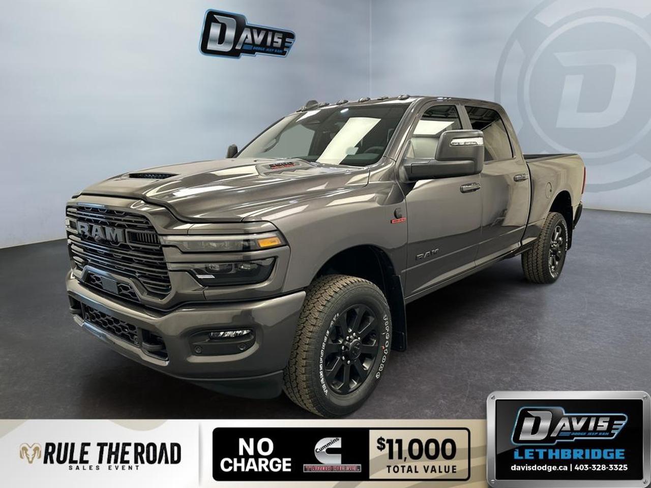 <p><strong>Experience the Power of the 2026 Ram 3500 Laramie!</strong></p><p>Dare to stand out with this new 2026 Ram 3500 Laramie 4x4 Crew Cab in elegant gray. With the robust 6.7L Cummins I-6 HO Turbo Diesel engine paired with the 8-speed TorqueFlite automatic transmission, this truck is built for those who demand power and reliability, especially with its 4×4 drivetrain ready to conquer any terrain. </p><p><strong>Interior Features:</strong></p><ul><li>Luxurious heated leather seats providing supreme comfort</li><li>Black interior that exudes sophistication</li><li>Leatherette steering wheel and adaptive cruise control for a premium driving experience</li><li>Ample storage with second-row in-floor storage bins</li><li>Convenient features like power adjustable pedals with memory and remote start</li></ul><p><strong>Exterior Features:</strong></p><ul><li>Granite Crystal Metallic finish setting you apart on the road</li><li>LED bed lighting and MOPAR deployable bed step for enhanced utility</li><li>Power heated folding telescope chrome mirrors with memory settings</li><li>Clearance lamps for added safety and style</li><li>MOPAR spray-in bedliner to protect your investment</li></ul><p><strong>Technology & Safety Features:</strong></p><ul><li>Navigation system to guide you on every journey</li><li>Adaptive steering system and active lane management for a safer ride</li><li>Advanced tech including smart device integration and a Wi-Fi hotspot</li><li>Next-level safety with traffic sign recognition and automatic high-beam headlamp control</li><li>IP-mounted auxiliary switches for ultimate control</li></ul><p>Perfect for families, adventurers, and those who need a reliable workhorse ready to tackle any challenge. Contact Davis Dodge Lethbridge today to learn more about how this incredible truck can be yours!</p>