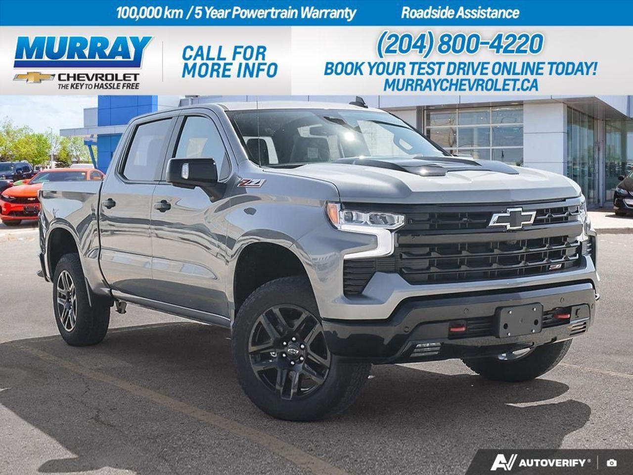 * LT TRAIL BOSS PREMIUM PACKAGE * * SUNROOF POWER * * LEATHER-APPOINTED FRONT SEAT TRIM *  Experience the power and versatility of the 2026 Chevrolet Silverado 1500 LT Trail Boss, available in the heart of Winnipeg. This crew cab pickup stands out with its stunning Sterling Grey Metallic exterior and rugged design. Under the hood, the robust Gas V8 5.3L engine delivers 355 hp and 383 lb-ft of torque, featuring Dynamic Fuel Management for optimized power and efficiency, whether youre cruising through town or towing on the open roads.  Paired with a 10-speed automatic transmission with paddle shifters, the Silverado 1500 ensures smooth and responsive handling. The LT Trail Boss Premium Package elevates your driving experience with a range of luxury and convenience features, including a power sunroof and leather-appointed front seat trim for added comfort and style. Whether youre tackling tough terrain or heading into the city, the Silverados advanced four-wheel drive system and all-terrain tires provide unmatched performance and control.  Dealer Permit #1740