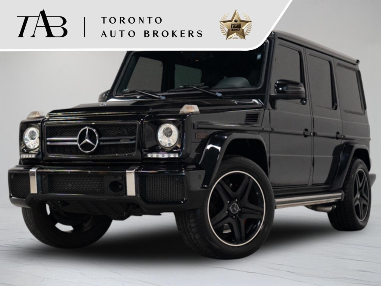 This 2017 Mercedes-Benz G 63 AMG&reg; is a local Ontario vehicle, combining iconic design, legendary capability, and unmistakable AMG performance. Powered by a handcrafted 5.5L twin-turbocharged V8 engine producing 563 horsepower and paired with a 7-speed AMG SPEEDSHIFT transmission and advanced all-wheel drive system, the G 63 AMG delivers exhilarating performance while maintaining the luxury and presence expected from the G-Class lineup.

Key Features:

5.5L Twin-Turbocharged V8 AMG Engine (563 HP)
AMG SPEEDSHIFT 7-Speed Automatic Transmission
AMG Performance Exhaust System
Permanent All-Wheel Drive System
Local Ontario Vehicle
G 63 AMG&reg; Trim
Premium Package
Power Sunroof
AMG Sport Styling Package
20-Inch AMG Alloy Wheels
Leather Upholstery
Heated & Ventilated Front Seats
Power Adjustable Front Seats with Memory
COMAND&reg; Navigation System
Premium Harman Kardon&reg; Sound System
Rearview Camera
Parking Sensors
Dual-Zone Automatic Climate Control

NOW OFFERING 3 MONTH DEFERRED FINANCING PAYMENTS ON APPROVED CREDIT. 

WE OFFER THE BEST FINANCE RATES, AND DONT CHARGE ANY FINANCING FEE

Looking for a top-rated pre-owned luxury car dealership in the GTA? Look no further than Toronto Auto Brokers (TAB)! Were proud to have won multiple awards, including the 2024 AutoTrader Best Priced Dealer, the 2026 Best in Business award, the 2025 CarGurus Award, the 2026 Top Choice Award, the 2026 Dealer Rater Consumer Satisfaction Award, the 2026 Canadian Choice Award, the 2026 Three Best Rated Dealer Award, and many more!

With 30 years of experience serving the Greater Toronto Area, TAB is a respected and trusted name in the pre-owned luxury car industry. Our 30,000 sq.Ft indoor showroom is home to a wide range of luxury vehicles from top brands like BMW, Mercedes-Benz, Audi, Porsche, Land Rover, Jaguar, Aston Martin, Bentley, Maserati, and more. And we dont just serve the GTA, were proud to offer our services to all cities in Canada, including Vancouver, Montreal, Calgary, Edmonton, Winnipeg, Saskatchewan, Halifax, and more.

At TAB, were committed to providing a no-pressure environment and honest work ethics. As a family-owned and operated business, we treat every customer like family and ensure that every interaction is a positive one. Come experience the TAB Lifestyle at its truest form, luxury car buying has never been more enjoyable and exciting!

We offer a variety of services to make your purchase experience as easy and stress-free as possible. From competitive and simple financing and leasing options to extended warranties, aftermarket services, and full history reports on every vehicle, we have everything you need to make an informed decision. We welcome every trade, even if youre just looking to sell your car without buying, and when it comes to financing or leasing, we offer same day approvals, with access to over 50 lenders, including all of the banks in Canada. Feel free to check out your own Equifax credit score without affecting your credit score, simply click on the Equifax tab above and see if you qualify.


Call us today or visit our website to learn more about our inventory and services. And remember, all prices exclude applicable taxes and licensing, and vehicles can be certified at an additional cost of $999.