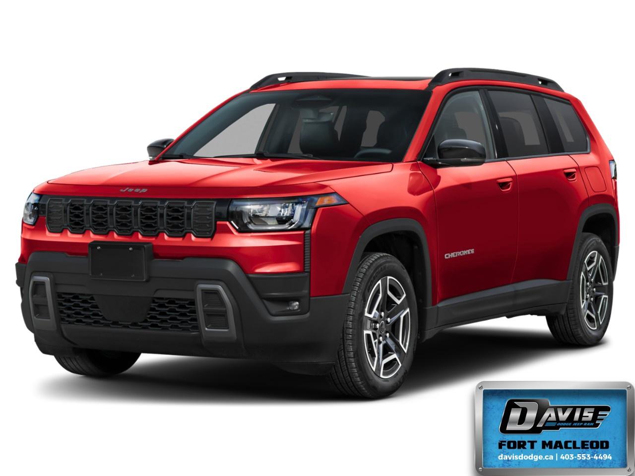 <p><strong>2026 Jeep Cherokee Limited 4x4 - Red</strong></p> <p>This new SUV, dressed in a striking red, is engineered with a formidable 4x4 drivetrain to ensure superior handling in various terrains.</p> <p><strong>Exterior Features:</strong></p> <ul><li>Alloy wheels enhance the vehicle's profile</li><li>Heated mirrors for optimal vision during cold weather</li><li>Parking sensors for easy maneuverability</li></ul> <p><strong>Interior Features:</strong></p> <ul><li>Air conditioning keeps the cabin comfortable</li><li>Heated seats and a heated steering wheel for those chilly drives</li><li>Power seats and windows for added convenience</li></ul> <p><strong>Technology & Safety Features:</strong></p> <ul><li>Backup camera and lane assist for safer travel</li><li>Bluetooth connection and satellite radio for your entertainment needs</li><li>Smart device integration and a wi-fi hotspot for staying connected on the go</li><li>Adaptive cruise control and brake assist for a safer driving experience</li></ul> <p>Are you an adventure enthusiast or a family looking for a reliable and stylish SUV? This 2026 Jeep Cherokee Limited 4x4 might be exactly what you need! Contact Davis Dodge Fort Macleod today for more information.</p>