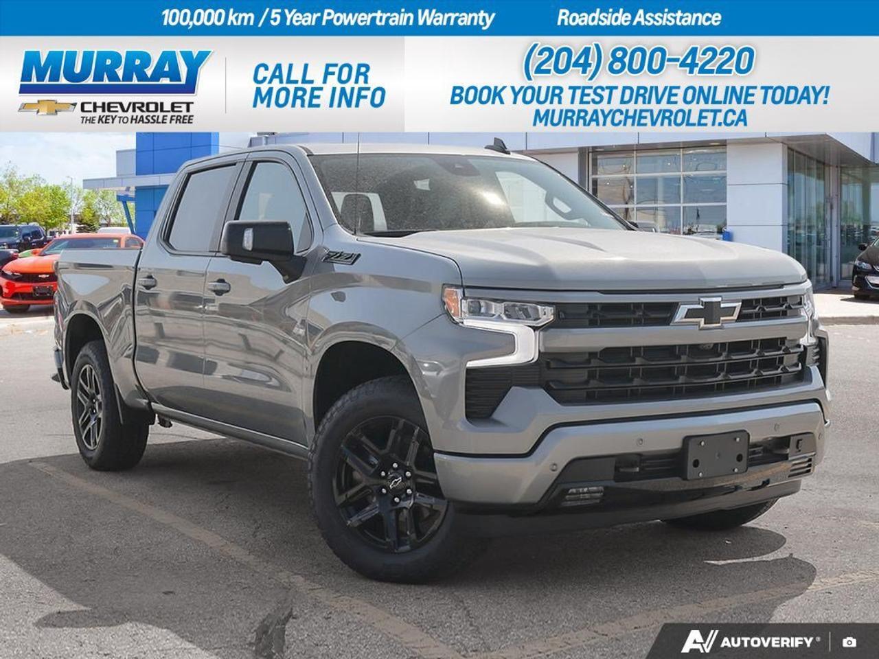 * Z71 OFF-ROAD AND PROTECTION PACKAGE * * ENGINE 5.3L ECOTEC3 V8 * * TRANSMISSION 8-SPEED AUTOMATIC *  Experience the power and versatility of the 2026 Chevrolet Silverado 1500 RST in Winnipeg. With its commanding Gas V8 5.3L engine, delivering 355 hp and 383 lb-ft of torque, this truck is built for performance and efficiency, featuring Dynamic Fuel Management to optimize power delivery. Paired with an 8-speed automatic transmission, it ensures smooth and responsive handling, making it a joy to drive whether on the highway or off the beaten path.  Designed for adventure, the Z71 Off-Road and Protection Package enhances your driving experience with off-road suspension, skid plates, and hill descent control, allowing you to tackle any terrain with confidence. The striking Sterling Grey Metallic exterior is complemented by the sleek 20 high gloss black painted aluminum wheels, while the interior boasts Jet Black leather-appointed front seats for a touch of luxury.  Stay connected and secure with the advanced Safety Package, featuring HD Surround Vision, Trailer Camera Provisions, and Rear Cross Traffic Braking. Enjoy the convenience of Adaptive Cruise Control, keyless entry, and a remote engine start, making every journey both comfortable and effortless. The True North Edition Plus adds an extra layer of style and functionality, ensuring that this Silverado meets all your needs and more.   Dealer Permit #1740