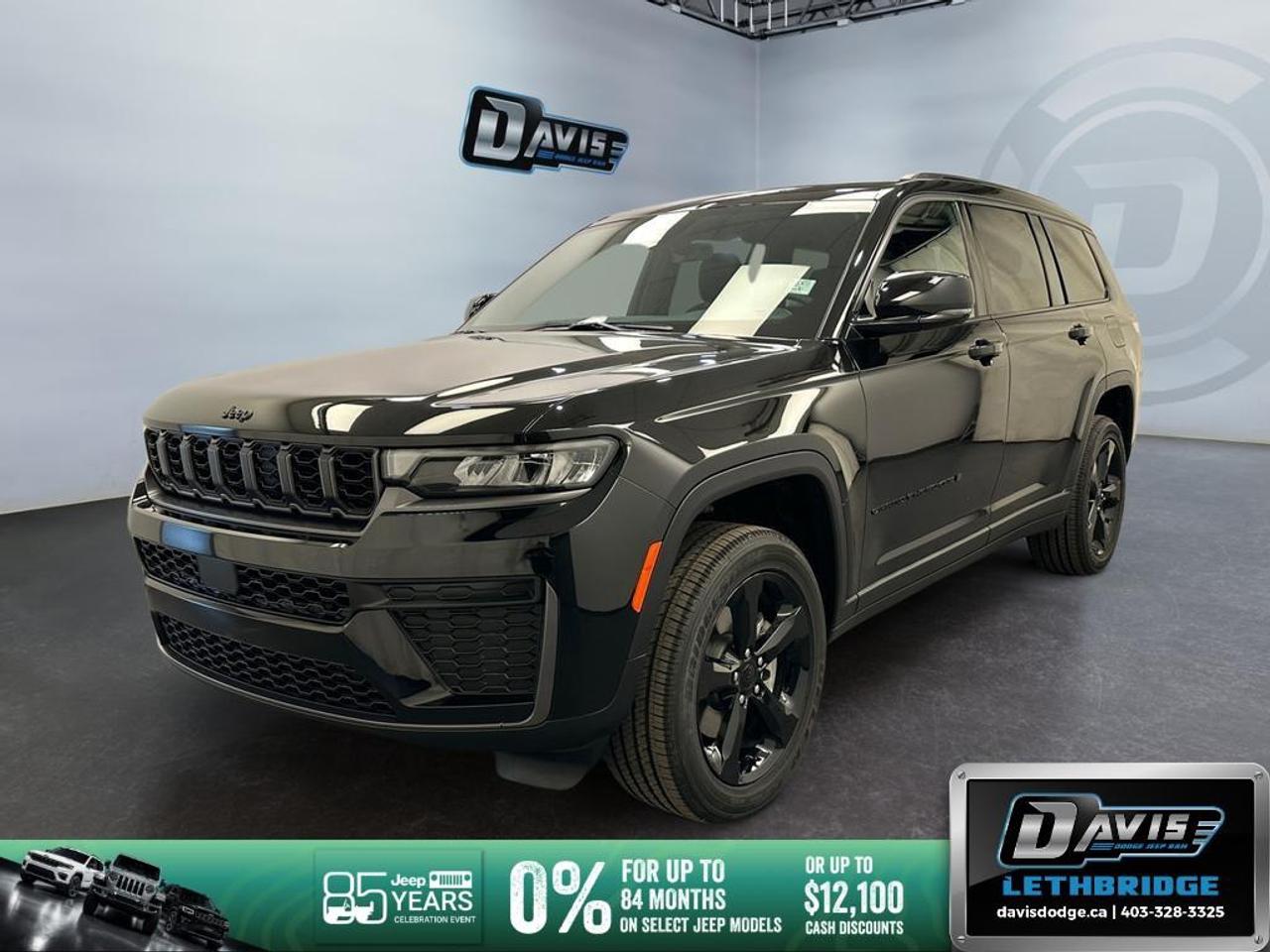 <p>Experience the all-new 2026 Jeep Grand Cherokee L Altitude 4x4 in stunning black. This SUV promises a robust drive with its reliable 4×4 drivetrain, perfect for all road conditions.</p><p><strong>Exterior Features:</strong></p><ul><li>Diamond Black Crystal Pearl exterior with stylish Body Colour Door Handles</li><li>Altitude Appearance Package with Dark Neutral Metallic Exterior Accents</li><li>Dual Exhaust Tips for a sporty look</li><li>Rain-Sensing Windshield Wipers</li><li>Power Liftgate for easy access</li></ul><p><strong>Interior Features:</strong></p><ul><li>Luxurious 7-Passenger Seating with a Black leather finish</li><li>Heated Front Seats and a Heated Steering Wheel for superior comfort</li><li>Black Headliner and An-Teak/Satin Chrome Interior Accents</li><li>Versatile 3rd-Row USB Charging Ports and 2nd-Row Seat Armrest with Cup Holders</li><li>Keyless Entry and Remote Start System for convenience</li><li>Power Sunroof to enjoy the starry nights or sunny days</li></ul><p><strong>Technology & Safety Features:</strong></p><ul><li>12.3" Touchscreen Display with GPS Navigation</li><li>SiriusXM w/360L On-Demand Content and Six Premium Speakers</li><li>Wireless Charging Pad and Wi-Fi Hotspot for connectivity on the go</li><li>Active Driving Assist System and Intersection Collision Assist System for enhanced safety</li><li>Traffic Sign Recognition and Lane Assist for better driving control</li><li>Rear Parking Sensors and Rear-View Backup Camera for easy maneuvering</li></ul><p>This new 2026 Jeep Grand Cherokee L Altitude is perfect for families and adventure seekers looking for a stylish, reliable, and technology-rich SUV. Dont miss the chance to own this fantastic vehicle. Contact Davis Dodge Lethbridge today to learn more or schedule a test drive!</p>