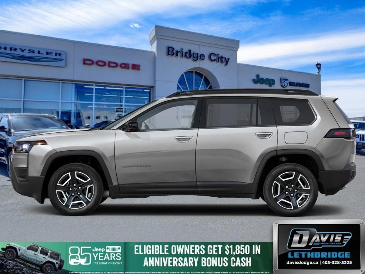 A suite of intelligent safety and driver-assistance features keeps you secure and in control wherever you go.<br /> <br />The 2026 Jeep Cherokee delivers the perfect mix of sophistication and strength, making it ideal for both adventure seekers and everyday drivers. Inside, youll find a well-appointed cabin packed with smart technology and comfortable finishes designed to elevate every drive. With dependable off-road capability, advanced safety systems, and a distinctive design, the Cherokee stands out as a versatile SUV ready for any road ahead.<br /> <br />This Silver Zynith SUV has an Automatic transmission and is powered by a 210HP 1.6L 4 Cylinder Engine.<br /><br /> <br />To apply right now for financing use this link: <a href=https://lethbridge.davisdodge.ca/free-credit-check/ target=_blank rel=nofollow noopener noreferrer>https://lethbridge.davisdodge.ca/free-credit-check/</a><br /> <br /><br />As a premier Chrysler, Dodge, Jeep and RAM dealership, Davis Dodge proudly offers an extensive selection of new and used vehicles to meet every drivers needs. Customers across Lethbridge, Fort Macleod, Taber, Claresholm, Coaldale, and beyond trust us for daily vehicle specials, certified service and parts, and a seamless online inventory experience. <br /><br /> With competitive financing options and expert support, we make car buying easy and enjoyable. <br /><br /> Ready to hit the road? Schedule your test drive today at Davis Dodge, your trusted Chrysler, Dodge, Jeep and RAM dealer in Lethbridge, Alberta.<br /><br /> Vehicle pricing offer shown expires 2026-07-31. <br /> Come by and check out our fleet of 40+ used cars and trucks and 110+ new cars and trucks for sale in Lethbridge. o~o