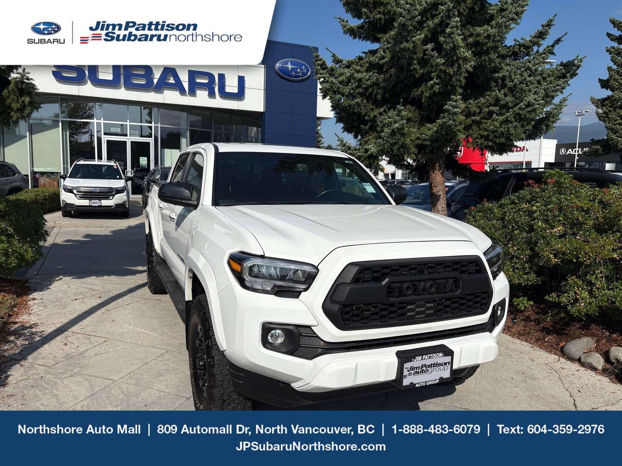 2020 Toyota Tacoma Limited  Premium Capability Meets Everyday Comfort Take on any road with confidence in this 2020 Toyota Tacoma Limited, a midsize pickup that blends legendary Toyota reliability with premium comfort and rugged capability. Finished with upscale styling and loaded with luxury features, this Tacoma is equally at home on the job site, weekend adventures, or your daily commute. Powered by a dependable 3.5L V6 engine paired with a smooth automatic transmission, the Tacoma Limited delivers strong performance, confident towing capability, and impressive durability. Inside, youll find a refined cabin featuring leather-trimmed seating, a power-adjustable drivers seat, heated front seats, dual-zone automatic climate control, a premium infotainment system with navigation, Apple CarPlay&reg; and Android Auto, Bluetooth connectivity, and a premium JBL&reg; audio system (if equipped). Additional highlights include a power moonroof, keyless entry with push-button start, backup camera, parking sensors, blind spot monitoring, alloy wheels, and Toyota Safety Sense, which includes advanced driver-assist features for added peace of mind. Whether youre looking for a dependable work truck or a well-equipped pickup with premium amenities, this 2020 Toyota Tacoma Limited offers the perfect combination of comfort, performance, and legendary Toyota value. Two Set of tires and wheels are included!! Contact our dealership today to schedule your test drive or learn more. This Tacoma wont last long!Call 1-888-435-8560! Jim Pattison Subaru Northshore sells & services new & used Subaru vehicles throughout the Lower Mainland. Financing available OAC

Price includes documentation fee ($595) and VSA transaction levy ($10). Finance placement fee ($495) if applicable, GST and PST are additional. D#40224