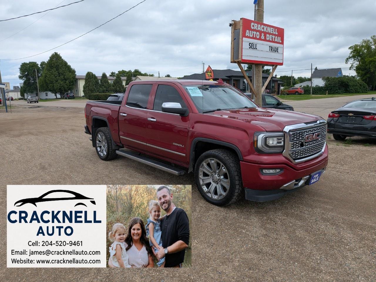 <p>2018 GMC Sierra Denali - Safetied - Clean Title - $290Bi-Weekly + Tax</p><p><span style=color:rgb( 15 , 15 , 15 )>Located in Carberry, but capable of bringing to Brandon. Priced to Sell! Carfax Available, excellent condition.</span></p><p>The Denali trim offers an array of high-end features and options, including:</p><ul><li><p>Magnetic Ride Control</p></li><li><p>20-inch chrome wheels</p></li><li><p>IntelliLink with navigation</p></li><li><p>Bose premium audio system</p></li><li><p>Wireless charging pad</p></li><li><p>Heated and ventilated front seats</p></li><li><p>Heated steering wheel</p></li><li><p>Power sunroof</p></li><li><p>Rearview camera and front/rear parking sensors</p></li><li><p>Lane Keep Assist and Forward Collision Alert</p></li></ul><p>Financing Available/ Trades Welcome / delivery available.</p><p>Call/Text<u> 204-520-9461</u></p><p>Dealer #5905</p><p>Treaty cards accepted - 7 Day insurances available meaning you can drive home the same day even if MPI is closed (good for weekends and after hours)</p>