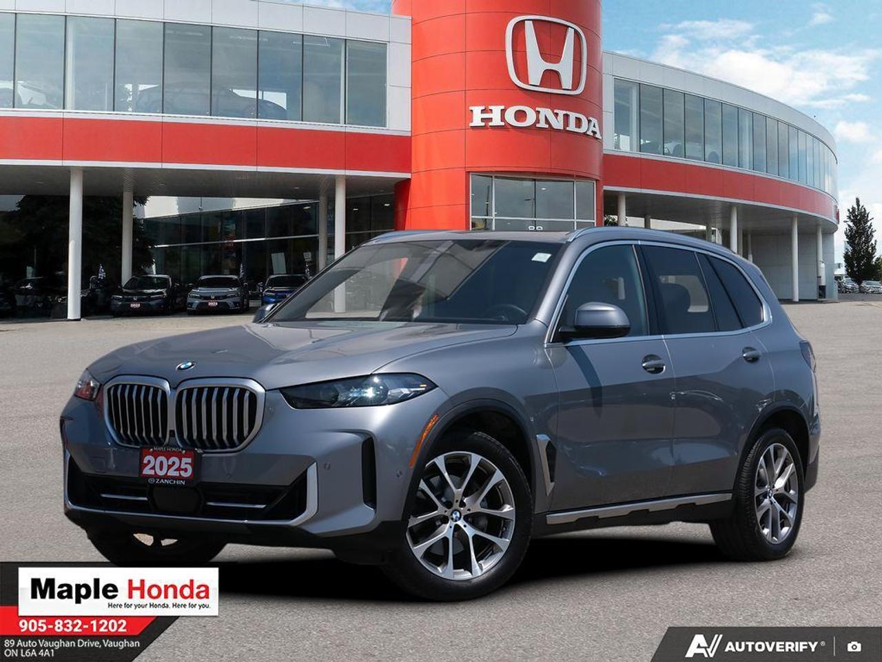 Discover premium comfort, modern mild-hybrid power, and confident utility in this used 2025 BMW X5 xDrive40i Sports Activity Vehicle at Maple Honda in Maple. Finished in Silver with four doors and an automatic transmission, it blends luxury, smart engineering, and everyday versatility in one refined SUV.

With 57,027 km on the odometer, this 2025 BMW X5 xDrive40i Sports Activity Vehicle offers a balanced ownership opportunity for drivers who want upscale design, all-weather confidence, and smooth six-cylinder performance. Its mild hybrid system helps support efficiency and responsiveness during daily driving and highway travel.

FEATURES OF THE X5 Xdrive40i Sports Act

&raquo;&raquo; Turbocharged inline-six with mild hybrid support
&raquo;&raquo; xDrive all-wheel drive for year-round traction
&raquo;&raquo; Automatic transmission with smooth power delivery
&raquo;&raquo; Silver exterior with bold SUV presence

ADVANCED SAFETY FEATURES

&raquo;&raquo; Multiple airbags for strong occupant protection
&raquo;&raquo; Stability control helps maintain confident handling
&raquo;&raquo; Anti-lock braking system supports safer stops
&raquo;&raquo; Traction management aids slippery road driving

PERFORMANCE AND EFFICIENCY

&raquo;&raquo; Mild hybrid system boosts smooth response
&raquo;&raquo; Turbocharged power delivers effortless highway passing
&raquo;&raquo; Automatic transmission shifts cleanly and quickly
&raquo;&raquo; All-wheel drive supports four-season confidence

COMFORT AND CONVENIENCE

&raquo;&raquo; Four-door layout improves daily passenger access
&raquo;&raquo; Spacious cabin suits family travel needs
&raquo;&raquo; Elevated ride height enhances outward visibility
&raquo;&raquo; Refined ride quality supports longer trips

TECHNOLOGY AND CONNECTIVITY

&raquo;&raquo; Driver-focused controls feel clear and intuitive
&raquo;&raquo; Digital vehicle information keeps data visible
&raquo;&raquo; Modern interface supports easy system access
&raquo;&raquo; Premium engineering enhances daily driving interaction

CARGO SPACE

&raquo;&raquo; Rear cargo area handles daily gear
&raquo;&raquo; Flexible layout supports shopping and luggage
&raquo;&raquo; SUV design adds practical loading versatility
&raquo;&raquo; Split storage use suits active lifestyles

WHAT OTHER OWNERS LIKE

&raquo;&raquo; Smooth power from turbocharged six-cylinder engine
&raquo;&raquo; Confident traction in changing weather conditions
&raquo;&raquo; Quiet cabin and composed highway ride
&raquo;&raquo; Useful cargo room for everyday errands

The 2025 BMW X5 xDrive40i Sports Activity Vehicle is well known for combining athletic road manners with the comfort and practicality expected from a premium midsize SUV. Its mild hybrid setup works with the turbocharged engine to deliver seamless acceleration, while xDrive all-wheel drive adds reassuring grip through Ontarios changing seasons.

Inside, this 2025 BMW X5 xDrive40i Sports Activity Vehicle is designed for drivers who want comfort without giving up utility. The four-door configuration makes entry and exit easy for passengers, and the cabin layout supports both weekday commuting and weekend travel. The cargo area also gives you the flexibility needed for groceries, sports gear, and family luggage.

At Maple Honda in Maple, this 2025 BMW X5 xDrive40i Sports Activity Vehicle stands out as a smart choice for buyers seeking a premium used SUV with strong road presence, practical space, and proven BMW engineering. It delivers the kind of polished driving experience that feels rewarding every time you get behind the wheel.
Why Buy from Maple Honda? REVIEWS: Why buy an used car from Maple Honda? Our reviews will answer the question for you. We have over 2,500 Google reviews and have an average score of 4.9 out of a possible 5. Who better to trust when buying an used car than the people who have already done so? DEPENDABLE DEALER: The Zanchin Group of companies has been providing new and used vehicles in Vaughan for over 40 years. Since 1973 our standards of excellent service and customer care has enabled us to grow to over 34 s