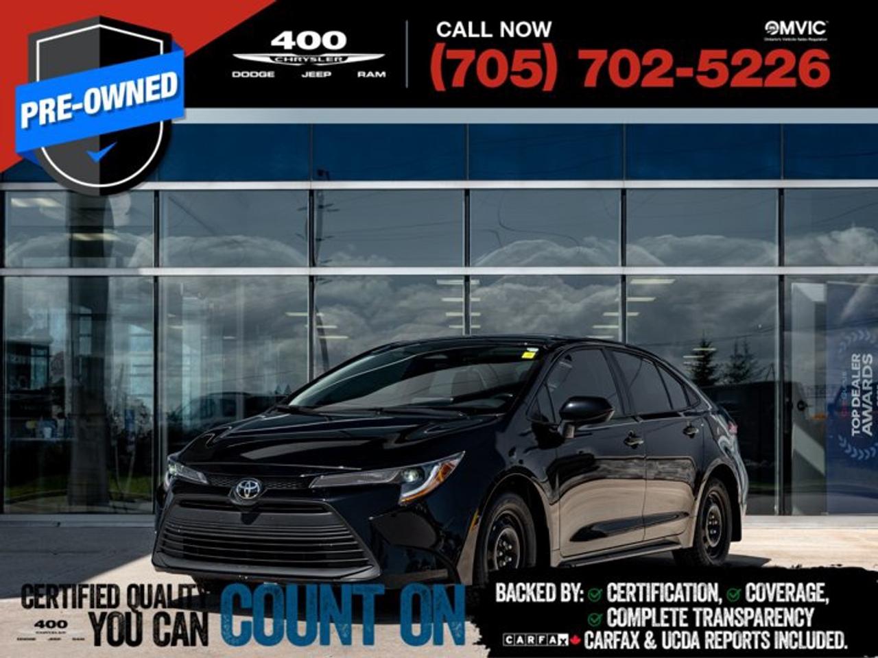 Discover exceptional value and everyday reliability with this 2024 Toyota Corolla LE. Powered by a fuel-efficient 2.0L 4-cylinder engine paired with a smooth CVT automatic transmission, the Corolla LE delivers a comfortable ride, excellent fuel economy, and Toyotas renowned dependability. Inside, youll enjoy a spacious, modern cabin equipped with an 8-inch touchscreen, wireless Apple CarPlay and Android Auto, Toyota Safety Sense 3.0 with adaptive cruise control, lane departure alert, blind spot monitoring, heated front seats, automatic climate control, and a backup camera. Whether youre commuting, taking a road trip, or looking for a dependable first vehicle, this Corolla LE offers outstanding comfort, advanced safety, and low ownership costs. Dont miss your chance to own one of Canadas most trusted sedan - contact us today to book your test drive!
