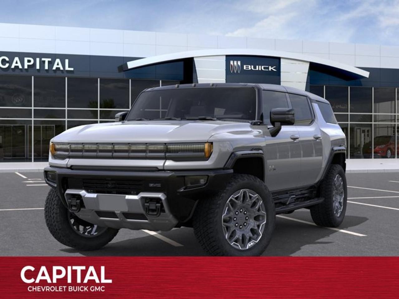 This GMC HUMMER EV SUV boasts a Electric engine powering this Automatic transmission. Wireless Phone Charging (Not compatible with all phones. Compliant batteries include QI and PMA technologies. Reference Mobile devices manual to confirm what type of battery it uses.), Wipers, 3 front intermittent, Rainsense, Windows, remote Express-Down, front and rear door windows.* This GMC HUMMER EV SUV Features the Following Options *Window, Power Rear Drop Glass, Wi-Fi Hotspot capable (Terms and limitations apply. See onstar.ca or dealer for details.), Wheel, Spare 22 x 9.5 Premium Finish Painted Aluminum with selective machining, Watts to Freedom, launch experience, USB ports, rear, dual, charge-only, USB Ports, 2 (first row) located on console, Universal Home Remote, Transmission, none (electric drive unit), Trailering Information Label provides max trailer ratings for tongue weight and conventional towing, Trailer Vision, rear view.* Stop By Today *Come in for a quick visit at Capital Chevrolet Buick GMC Inc., 13103 Lake Fraser Drive SE, Calgary, AB T2J 3H5 to claim your GMC HUMMER EV SUV!