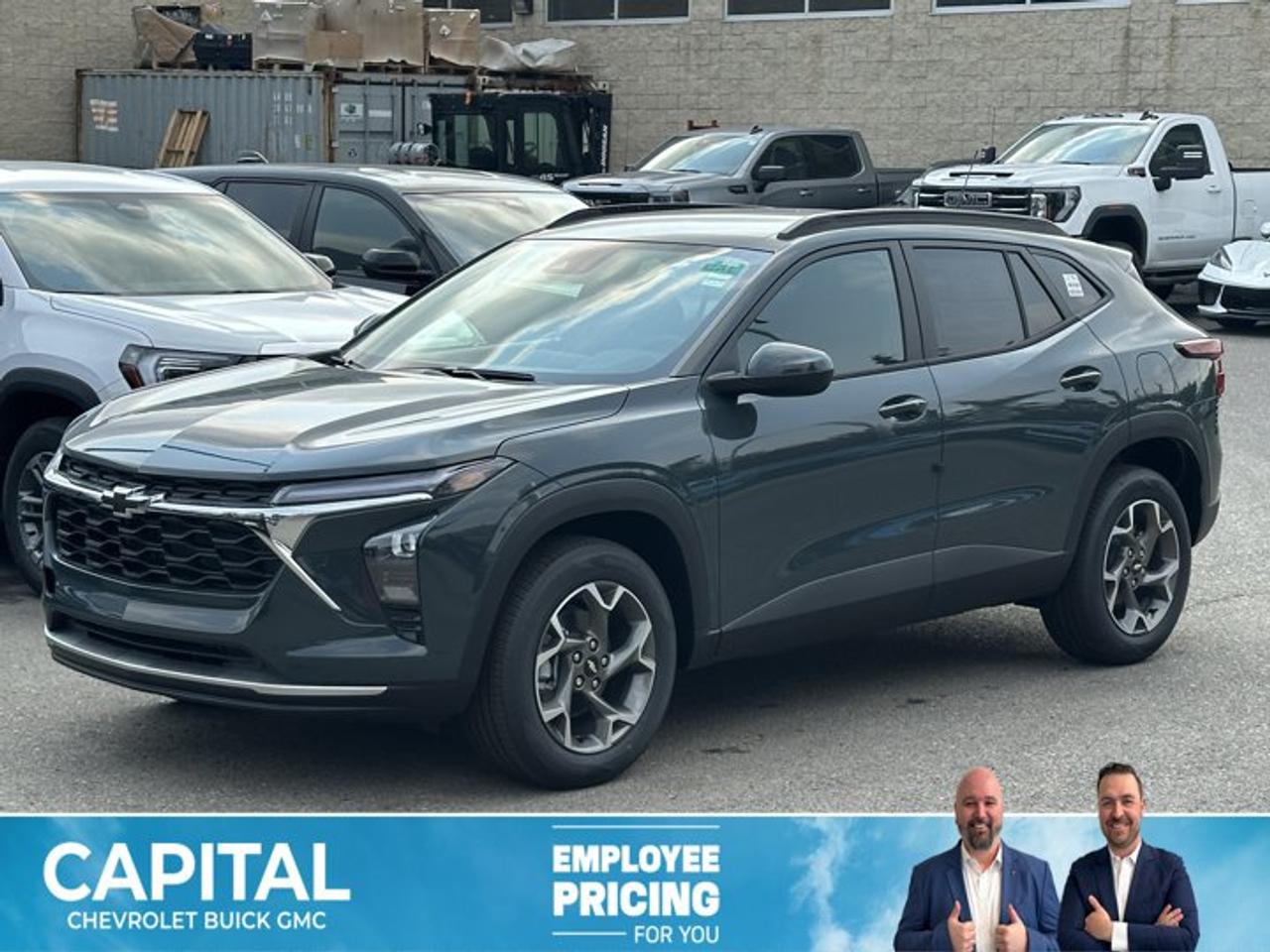 This Chevrolet Trax boasts a Turbocharged Gas 3-Cyl 1.2L/ engine powering this Automatic transmission. ENGINE, ECOTEC 1.2L TURBO DOHC DI WITH VARIABLE VALVE TIMING (VVT) (137 hp [102 kW] @ 5000 rpm, 162 lb-ft of torque [219 N-m] @ 2500 rpm) (STD), Wireless Apple CarPlay/Wireless Android Auto, Wipers, front intermittent, variable speed.* This Chevrolet Trax Features the Following Options *Wiper, rear, intermittent, Windows, power rear, express down, Window, power, front passenger with express down, Window, power, driver with express down, Wi-Fi Hotspot capable (Terms and limitations apply. See onstar.ca or dealer for details.), Wheels, 17 (43.2 cm) Grey-painted machined aluminum, Wheel, spare, 16 (40.6 cm) steel, Visors, driver and front passenger vanity mirrors, covered, Vehicle health management, USB ports, 2, one type-A and one type-C, located within the instrument panel.* Stop By Today *A short visit to Capital Chevrolet Buick GMC Inc. located at 13103 Lake Fraser Drive SE, Calgary, AB T2J 3H5 can get you a dependable Trax today!