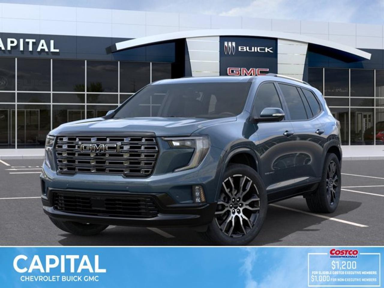 This GMC Acadia boasts a Gas 2.5L/ engine powering this Automatic transmission. ENGINE, 2.5L TURBO DOHC SIDI with Variable Valve Timing (VVT) (328 hp [244 kW] @ 5500 rpm, 326 lb-ft of torque [442 N-m] @ 3500 rpm) (STD), Wireless Charging for select devices, Wipers, front intermittent, Rainsense.*This GMC Acadia Comes Equipped with These Options *Wiper, rear intermittent with washer, Windows, power with driver Express-Up and all windows Express-Down, Window, rear side, solar absorbing, privacy tinting, Wi-Fi Hotspot capable (Terms and limitations apply. See onstar.ca or dealer for details.), Wheels, 22 X 8.5 (55.9 cm x 21.6 cm) machined aluminum with After Midnight metallic finish and Black centre caps with Black GMC logo, Wheel, spare, 18 x 4.5 (45.7 cm x 11.4 cm) steel, Wheel opening mouldings, body colour, Vehicle health management provides advanced warning of vehicle issues, USB ports, single charge, USB ports, rear, dual, charge-only.* Visit Us Today *For a must-own GMC Acadia come see us at Capital Chevrolet Buick GMC Inc., 13103 Lake Fraser Drive SE, Calgary, AB T2J 3H5. Just minutes away!