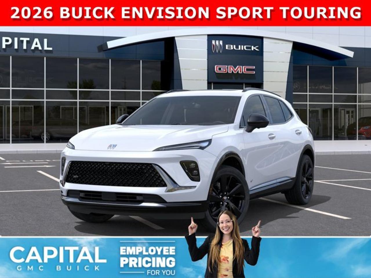 Check out this 2026 Buick Envision Sport Touring! Equipped with options like Power Sliding Moonroof, Memory Seats, Ultra-Wide 30 Diagonal Screen, Heated Front and Rear Seats, Heated Steering, Adaptive Cruise Control, Handsfree Power Liftgate, 360 Cam, Heads-up Display, Remote Start, and so much more... Call Now!Ask for the Internet Department for more information or book your test drive today!AMVIC Licensed Dealer - Licence Number B1044900