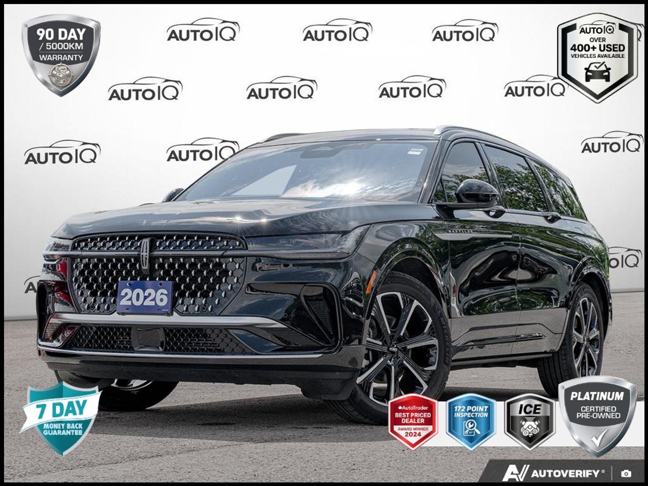 14 Speakers, 4-Wheel Disc Brakes, ABS brakes, Adaptive suspension, Air Conditioning, Auto High-beam Headlights, Automatic temperature control, BlueCruise Equipped, Brake assist, Bumpers: body-colour, Delay-off headlights, Dual front impact airbags, Dual front side impact airbags, Electronic Stability Control, Emergency communication system: 911 Assist, Equipment Group 203A, Exterior Parking Camera Rear, Four wheel independent suspension, Front anti-roll bar, Front Bucket Seats, Front dual zone A/C, Fully automatic headlights, Heated door mirrors, Heated front seats, Heated rear seats, Heated steering wheel, Illuminated entry, Knee airbag, Leather steering wheel, Lincoln Connect, Lincoln Connectivity Package, Low tire pressure warning, Memory seat, Navigation system: Connected Navigation (3-year trial), Occupant sensing airbag, Outside temperature display, Overhead airbag, Panic alarm, Passenger door bin, Power door mirrors, Power driver seat, Power Liftgate, Power moonroof: Panoramic Vista Roof, Power passenger seat, Power steering, Power windows, Premium Leather-Trimmed Heated/Ventilated Captains Chairs, Radio: AM/FM Revel Ultima 3D Audio System, Rain sensing wipers, Rear anti-roll bar, Rear window defroster, Rear window wiper, Remote keyless entry, Security system, Speed-sensing steering, Speed-Sensitive Wipers, Split folding rear seat, Spoiler, Steering wheel memory, Steering wheel mounted audio controls, Traction control, Turn signal indicator mirrors, Variably intermittent wipers, Ventilated front seats, Wheels: 21 Ultra Bright Machined Aluminum.<br><br>Infinite Black Metallic Clearcoat<br>2026 Lincoln Nautilus Reserve<br>4D Sport Utility<br>2.0L GTDi 8-Speed Automatic<br>AWD<p> </p>

<h4>PLATINUM CERTIFIED PRE-OWNED VEHICLE</h4>

<p>
- 36-point Provincial Safety Inspection<br>
- 172-point inspection combined mechanical, aesthetic, functional inspection including a vehicle report card<br>
- Warranty: 90-days or 5,000 KM on inspected mechanical items, factory extended options eligible for warranty up to 200,000 KM<br>
- Complimentary CARFAX Vehicle History Report<br>
- 3X Provincial safety standard for tire tread depth<br>
- 3X Provincial safety standard for brake pad thickness<br>
- 7 Day Money Back Guarantee*<br>
- Market Value Report provided<br>
- Guaranteed 2 keys/key fobs and door code (if equipped)<br>
- Equipped vehicles include a complimentary 3 month Sirius satellite radio subscription!<br>
- Complimentary full interior detailing and carpet shampoo<br>
- Paintless dent repair and/or touch-ups for applicable body panels<br>
- Vehicle scanned for open recall notifications from manufacturer
</p>

<p>SPECIAL NOTE: This vehicle is reserved for AutoIQs retail customers only. Please, no dealer calls. Errors & omissions excepted.</p>

<p>*As-traded, specialty or high-performance vehicles are excluded from the 7-Day Money Back Guarantee Program (including, but not limited to Ford Shelby, Ford mustang GT, Ford Raptor, Chevrolet Corvette, Camaro 2SS, Camaro ZL1, V-Series Cadillac, Dodge/Jeep SRT, Hyundai N Line, all electric models)</p>