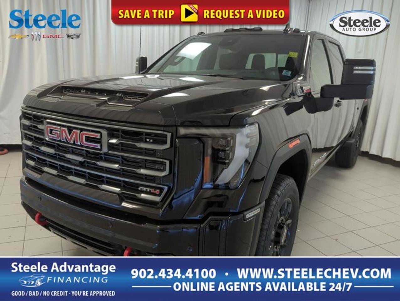 Built for hard work and serious adventure, the 2026 GMC Sierra 2500 AT4 brings heavy-duty diesel strength, confident 4x4 capability, and premium comfort to every drive. Finished in Black with a Black interior, this four-door truck delivers a bold, purpose-built presence. At Steele Chevrolet Buick GMC in Dartmouth, this Sierra 2500 AT4 stands out with a Turbocharged 6.6L Diesel V8, automatic transmission, sunroof, engine block heater, and Head-Up Display.FEATURES OF THE Sierra 2500 AT4Off-road focused heavy-duty truck designFour-wheel drive for added tractionDiesel V8 power for tough jobsElevated ride for rugged capabilityTRUCK FEATURESHeavy-duty pickup built for demanding tasksFour-door cabin adds everyday practicalityFour-wheel drive supports off-road confidenceDiesel power suits towing and haulingADVANCED SAFETY FEATURESHead-Up Display helps keep eyes forwardFour-door design supports easy passenger accessFour-wheel drive aids low-traction controlLarge truck stance boosts road visibilityPERFORMANCE AND EFFICIENCYTurbocharged 6.6L Diesel V8 delivers torqueAutomatic transmission supports smooth power deliveryFour-wheel drive handles rough terrain confidentlyEngine block heater helps cold startsCOMFORT AND CONVENIENCESunroof adds light and open-air feelSpacious cabin supports work and travelFour full doors ease daily accessBlack interior creates a clean lookTECHNOLOGY AND CONNECTIVITYHead-Up Display shows key driving dataDriver information stays in clear viewModern controls support daily easeUseful displays enhance driving awarenessCARGO SPACEPickup bed supports gear and equipmentHeavy-duty design suits larger loadsCabin space helps carry personal itemsTruck layout supports workday versatilityWHAT OTHER OWNERS LIKEStrong diesel torque for towing confidenceFour-wheel drive for year-round capabilityComfortable cabin for long-distance travelHeavy-duty build inspires lasting confidenceThe 2026 GMC Sierra 2500 AT4 is made for drivers who need real capability without giving up comfort. Its 6.6L Turbocharged Diesel V8 is well known for delivering the kind of low-end torque that suits towing, hauling, and demanding jobsite use. Paired with an automatic transmission and four-wheel drive, this truck is ready for changing road conditions in Dartmouth and beyond.The Black exterior gives this 2026 GMC Sierra 2500 AT4 a clean, assertive look that fits its rugged purpose. Inside, the Black interior keeps the cabin refined and practical. With four doors, passengers can get in and out with ease, making this heavy-duty pickup a smart fit for both crew travel and family use.Practical features add value where it matters most. The sunroof brings more natural light into the cabin and adds a more open feel on longer drives. An engine block heater is a welcome addition for cold Canadian mornings, helping this diesel truck prepare for winter starts. The Head-Up Display keeps important driving information in your line of sight, helping you stay focused on the road ahead.For drivers shopping at Steele Chevrolet Buick GMC in Dartmouth, this 2026 GMC Sierra 2500 AT4 offers a strong mix of toughness, comfort, and useful equipment. It is a heavy-duty truck designed to take on serious tasks while still feeling refined enough for everyday driving. Whether your day includes towing, hauling, commuting, or heading off the pavement, this Sierra 2500 AT4 is equipped to meet the challenge with confidence.This 2026 GMC Sierra 2500 AT4s VIN is: 1GT4UPEY2TF334318 .