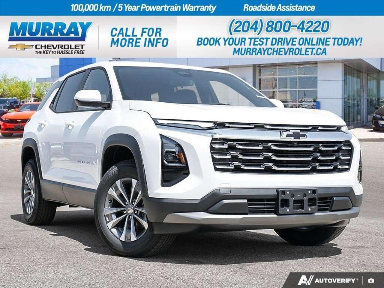 * Heated Front Seats * * Adaptive Cruise Control * * Blind Spot Monitor *  Experience the perfect blend of style and functionality with the 2027 Chevrolet Equinox AWD LT. This remarkable sport utility vehicle, finished in an elegant Summit White, is designed for those who value comfort and cutting-edge technology. Its standout features include luxurious heated front seats, ensuring a warm and comfortable ride during chilly days, and adaptive cruise control, which adds a layer of convenience and safety to your driving experience by adjusting to traffic conditions automatically.  The Equinox is powered by a robust Turbocharged Gas I4 1.5L engine, paired seamlessly with an 8-speed automatic transmission, delivering a smooth and responsive drive. The all-wheel-drive system enhances stability and control, making it an excellent choice for navigating through Winnipegs diverse road conditions.  Stay connected and protected with the advanced Blind Spot Monitor, providing you with peace of mind by alerting you to vehicles in your blind spot. The Chevrolet Equinox also features a host of other technological advancements, including smart device integration, Bluetooth connectivity, and a back-up camera, ensuring youre always connected and in command.  Step into the future of driving with the new 2027 Chevrolet Equinox AWD LT, a vehicle that promises to elevate every journey with its impressive array of features and exceptional performance.  Dealer Permit #1740