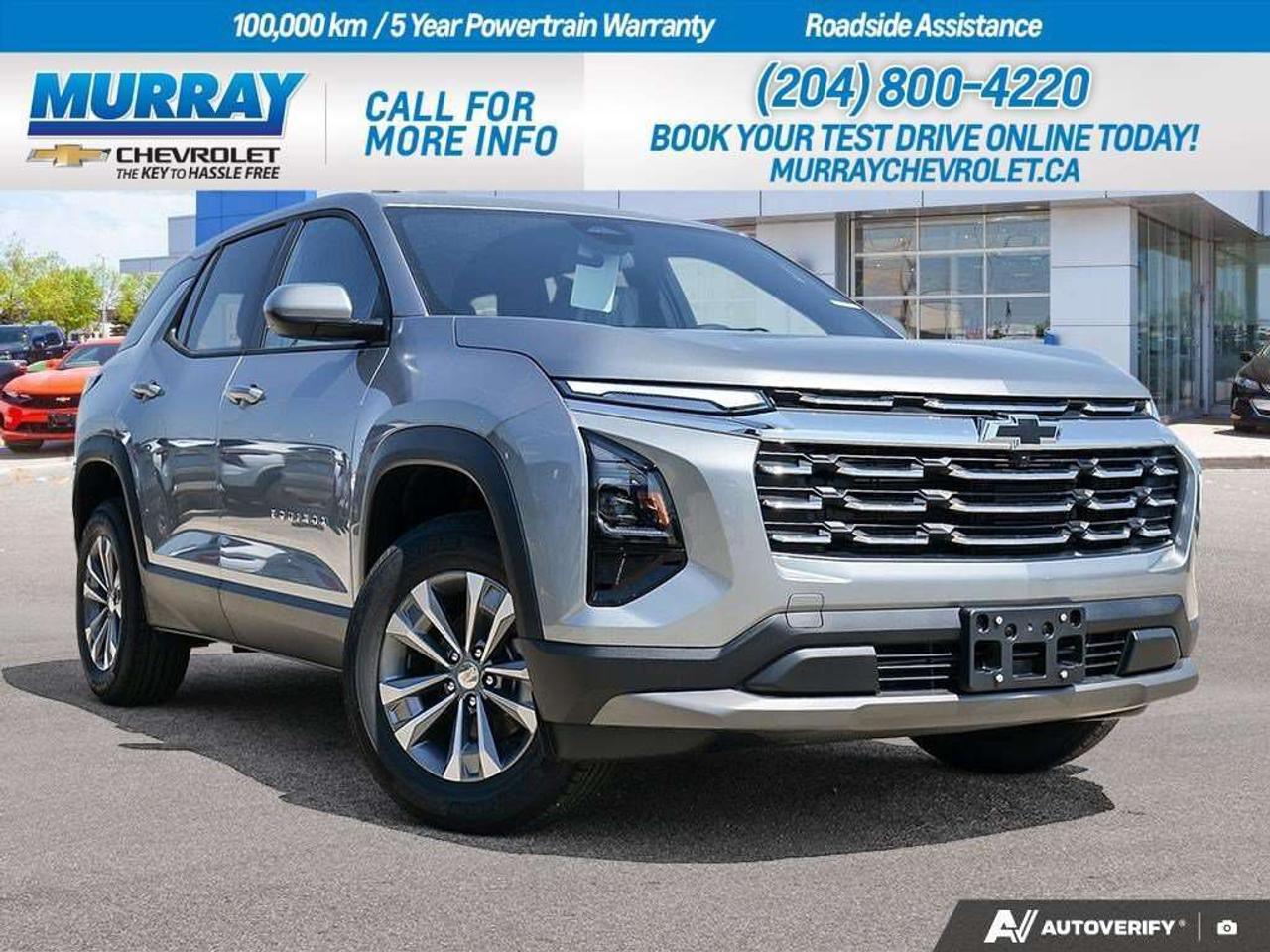 * ENGINE BLOCK HEATER * * STERLING GREY METALLIC * * BLACK CLOTH SEAT TRIM *  Explore the vibrant cityscape of Winnipeg with confidence behind the wheel of the all-new 2027 Chevrolet Equinox AWD LT. This sport utility vehicle is the epitome of modern engineering, featuring a turbocharged 1.5L DOHC 4-cylinder engine that ensures both power and efficiency. The engine is perfectly paired with an 8-speed automatic transmission, delivering a seamless driving experience.  The Equinoxs all-wheel-drive capability makes it a reliable companion for any road condition. Step inside to experience the comfort of black cloth seats and enjoy advanced technology such as Bluetooth connectivity, a back-up camera, and adaptive cruise control. Its stylish sterling grey metallic exterior turns heads wherever you go, while features like lane departure warning and blind spot monitoring provide peace of mind on every journey.  Indulge in the convenience of remote engine start and heated front seats, ensuring your Equinox is ready for you, no matter the weather. The integration of smart device technology and a WiFi hotspot keeps you connected on the go. With a suite of safety features including front collision mitigation and rear parking aid, this Equinox exemplifies safety and innovation.  Dealer Permit #1740