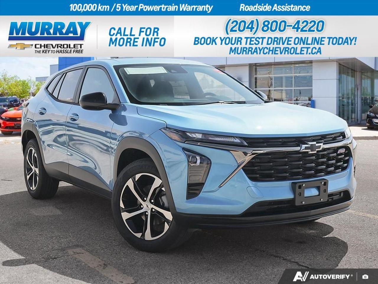 * ENGINE BLOCK HEATER * * MARINA BLUE METALLIC * * TRANSMISSION 6-SPEED AUTOMATIC (STD) *  Experience the future of driving with the stunning 2026 Chevrolet Trax 1RS. This compact sport utility vehicle is designed to turn heads in Winnipeg with its sleek Marina Blue Metallic finish. The Trax is powered by a dynamic ECOTEC 1.2L Turbo DOHC engine, delivering 137 horsepower and 162 lb-ft of torque, ensuring a spirited and efficient drive every time you hit the road.  The 6-speed automatic transmission offers smooth and responsive gear shifts, providing an effortless driving experience. Inside, the Trax impresses with its Jet Black/Grey interior featuring red accents, offering both style and comfort. Advanced technology features such as the Blind Spot Monitor, Lane Departure Warning, and Rear Parking Aid ensure you stay safe and in control at all times.  Stay connected and entertained with the integrated WiFi Hotspot and Smart Device Integration, while the heated front seats and steering wheel provide a cozy ride during the cooler months. The Chevrolet Trax 1RS is the perfect blend of performance, style, and innovation, ready to enhance every journey you embark upon.  Dealer Permit #1740