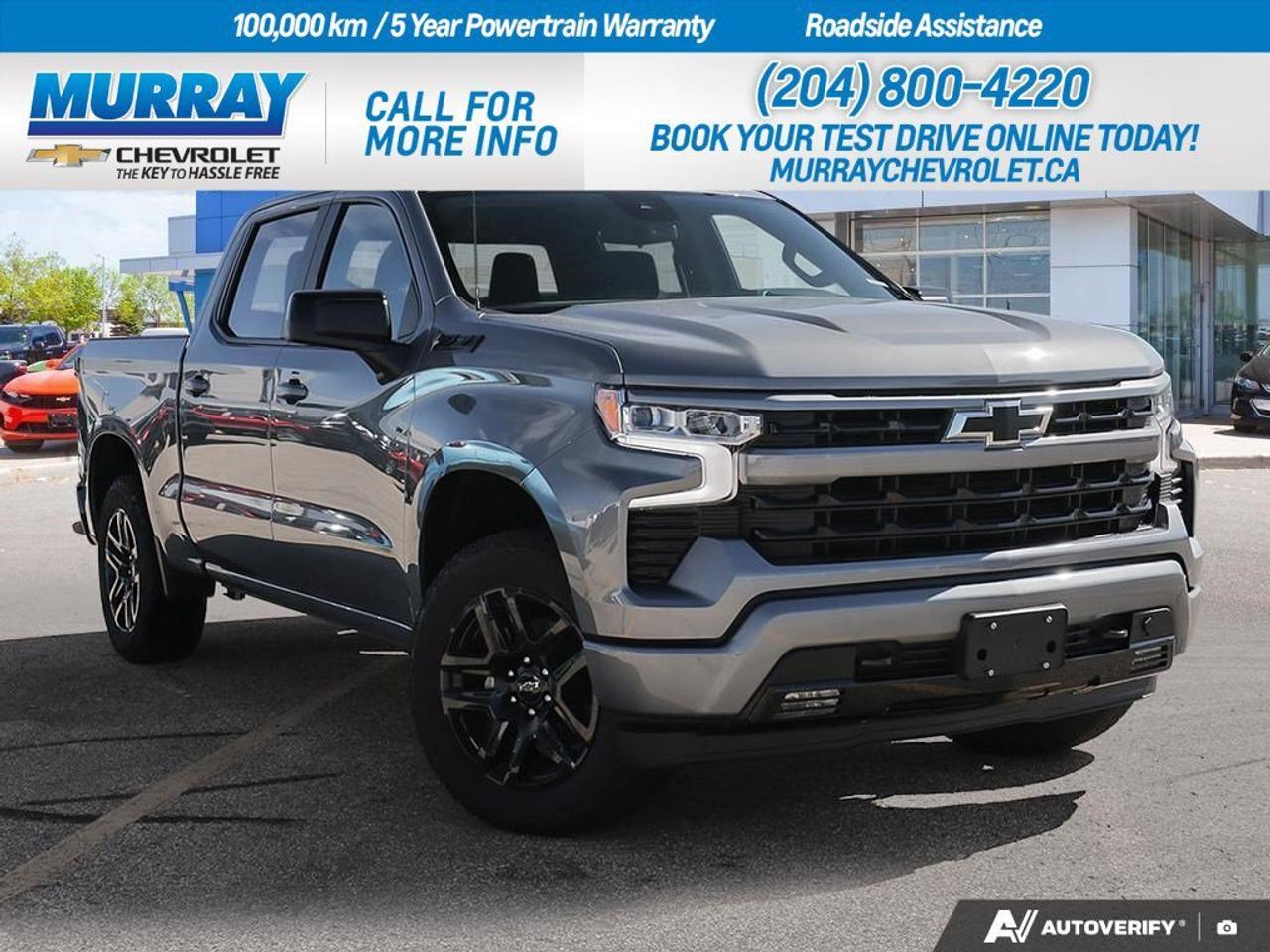 * ENGINE 5.3L ECOTEC3 V8 * * TRANSMISSION 8-SPEED AUTOMATIC * * Z71 OFF-ROAD AND PROTECTION PACKAGE *  Experience the power and versatility of the 2026 Chevrolet Silverado 1500 RST, now available in Winnipeg. This Crew Cab Pickup is equipped with a robust 5.3L EcoTec3 V8 engine, delivering an impressive 355 hp and 383 lb-ft of torque. The advanced Dynamic Fuel Management system ensures optimal power delivery and efficiency, allowing dynamic operation between 2 and 8 cylinders based on demand.  Paired with an 8-Speed Automatic Transmission, the Silverado provides seamless shifting, featuring both Cruise Grade and Powertrain Grade Braking for enhanced control. The Z71 Off-Road and Protection Package enhances your driving experience with off-road suspension, hill descent control, skid plates, and heavy-duty air filter, making it perfect for adventurous drives.  Wrapped in a sleek Sterling Grey Metallic finish, the Silverado RST offers a sophisticated look with 20 High Gloss Black Painted Aluminum Wheels. The interior boasts premium Jet Black Cloth Seat Trim, adjustable front bucket seats, and a user-friendly Electronic Transmission Range Selector. Enjoy the convenience of modern technology with features such as Remote Engine Start, Heated Steering Wheel, Bluetooth Connection, and Navigation System. Stay safe with Front Collision Mitigation, Lane Departure Warning, and a Back-Up Camera, ensuring peace of mind on every journey.   Dealer Permit #1740