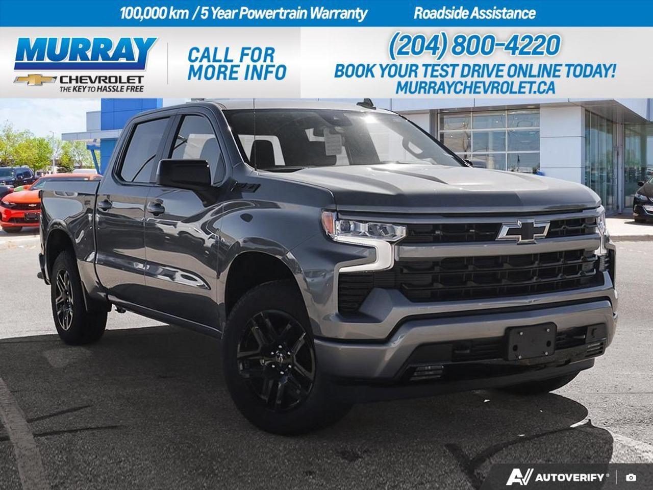 * Z71 OFF-ROAD AND PROTECTION PACKAGE * * ENGINE 5.3L ECOTEC3 V8 * * TRANSMISSION 8-SPEED AUTOMATIC *  Discover the new Chevrolet Silverado 1500 RST, a robust and stylish crew cab pickup built for those who demand performance and reliability. The powerful 5.3L EcoTec3 V8 engine delivers an impressive 355 horsepower and 518 Nm of torque, ensuring you have all the power you need for any adventure. The electronically controlled 8-speed automatic transmission with overdrive and tow/haul mode enhances driving dynamics and efficiency, making every journey smooth and effortless.  Equipped with the Z71 Off-Road and Protection Package, this Silverado is ready to tackle any terrain around Winnipeg. With features like an Off-Road suspension, Hill Descent Control, and skid plates, you can confidently explore the great outdoors. The heavy-duty air filter and all-weather Z71 floor liners ensure youre prepared for any weather conditions.  Inside, enjoy the comfort of jet black cloth seats with front bucket seating and a center console. The intuitive technology suite includes a navigation system, Bluetooth connection, and a WiFi hotspot, keeping you connected and entertained on the go. Your driving experience is further enhanced with features like a heated steering wheel, multi-zone A/C, and a state-of-the-art security system.  Dealer Permit #1740