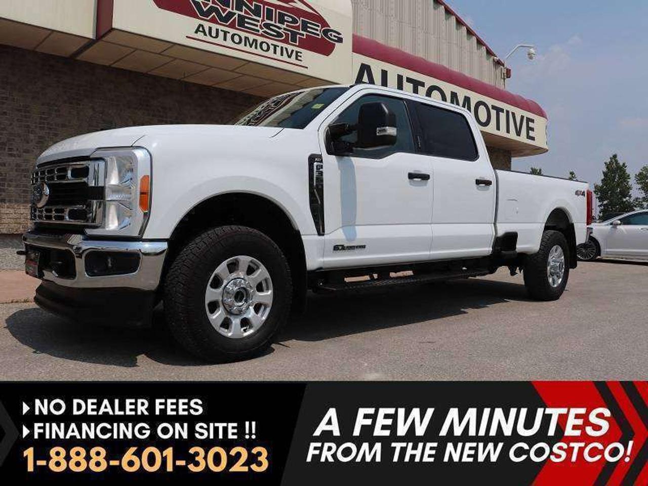 *** Dealer arranged financing on site! Quick, Simple,  no calls or waiting on bank appointments required!! Drive away today ***   NO ADMINISTRATION FEES!!

EXTRA CLEAN AND WELL EQUIPPED, WORK OR PLAY READY, NEW GENERATION  2023 Ford F-350 CREW XLT PREMIUM PACKAGE OFF-ROAD 4X4 6.7L POWERSTROKE DIESEL 4X4 WITH 8FT BOX, WELL EQUIPPED INCLUDING 10 SP TRANS, POWER SEATS, TOW PACKAGE & MORE.  EXCEPTIONALLY CLEAN & WELL SERVICED, HWY DRIVEN WESTERN CANADIAN LEASE RETURN WITH A PERFECT HISTORY, VERY HARD TO FIND AND SHOWS LIKE NEW!! 

- 6.7L POWERSTROKE DIESEL (475hp / 1050 lb-ft tq) 
- ALL NEW 10-Speed automatic transmission with drive modes
- Auto 4x4 with 2 stage transfer case
- Electronic-Locking w/3.73 Axle Ratio
- Power 6 passenger seating with large folding center console 
- Premium Large Screen Multimedia audio system with AUX, USB, CD, and Satellite 
- Apple Carplay and Android along with WIFI
- Sync Bluetooth phone and media connectivity 
- Factory Remote Starter
- Remote and door Key-Pad Entry 
- Backup camera
- OEM Power Inverter 
- Full HD factory tow package
- Factory Brake controller
- Engine Exhaust brake
- Power Folding & extending tow mirrors 
- Fog lights and Tow Hooks
- Chrome Appearance package 
- Dark Privacy glass
- Factory HD Platform running boards 
- Easy clean flooring
- New Box liner available at additional cost (as shown, pre-installed)
- Polished Aluminum Premium rims with Firestone Destination XT Work Grade tires
- Read below for more info... 

MUST SEE, HARD-TO-FIND VERY CLEAN & VERY WELL CARED FOR NEW GENERATION 2023 F-350 SUPER DUTY THATS THE RIGHT TRUCK WITH THE RIGHT OPTIONS! READY TO WORK FOR YOUR CREW OR FAMILY. THESE SUPER DUTYS ARE EXTRA TOUGH, AND THIS ONE IS EXTRA CLEAN & EXTRA SHARP AND READY TO GO WITH AN AMAZING SERVICE HISTORY! - This Ford F-350 SUPER DUTY, CREW CAB XLT PREMIUM EDITION IS AN EXTRA CLEAN TRUCK INSIDE AND OUT. You will not be disappointed! It is loaded with all the right options including the STRONG Work and Tow ready 6.7L POWERSTROKE TURBO DIESEL engine producing 475 HP and MASSIVE 1050 lbs of pulling torque and THE ALL- NEW 10-speed automatic transmission. This truck comes complete with Premium package, engine exhaust brake, auto 2 stage 4x4, locking rear differential with a pull of a button, 6-passenger, 8-way power seats with a full large folding center console, Premium large screen Ford SYNC infotainment with Bluetooth for phone and media connectivity, air, tilt, cruise, PW, PL, with CD, AUX, USB and satellite input, backup camera, full factory High Capacity tow package with brake controller, Power extendable & folding heated tow mirrors, remote entry, Factory Command start, tow hooks, running boards, fog lamps, Tow Hooks, premium Aluminum Sport Rims with Firestone Destination tires and so much more. Extremely well cared for Western Canadian highway driven truck with an amazing service and an accident-free history! Ready for all your work or pleasure hauling or towing needs!!

Comes with a Manitoba Safety Certification, and we have many Extended Powertrain warranties available on your vehicle purchase up to 10-year coverage (on eligible vehicles see dealer for details). Financing on site with Zero down financing OAC. Trades accepted. View at Winnipeg West Automotive Group, 5195 Portage Ave. (only a couple of minutes past the new Costco) Dealer permit # 6007.  This Car is located in Winnipeg Manitoba,  however we can have it shipped anywhere in North America relatively inexpensively.